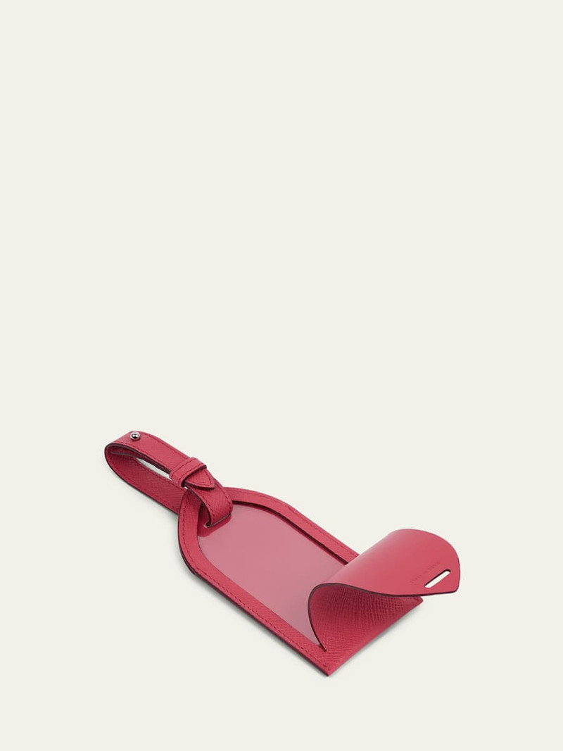 Smythson Raspberry Leather Luggage Tag outlook