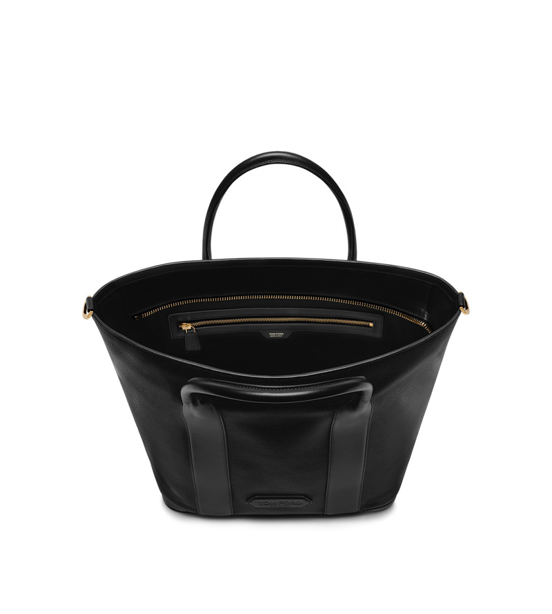 GRAIN LEATHER SHOPPER WITH ZIP 4