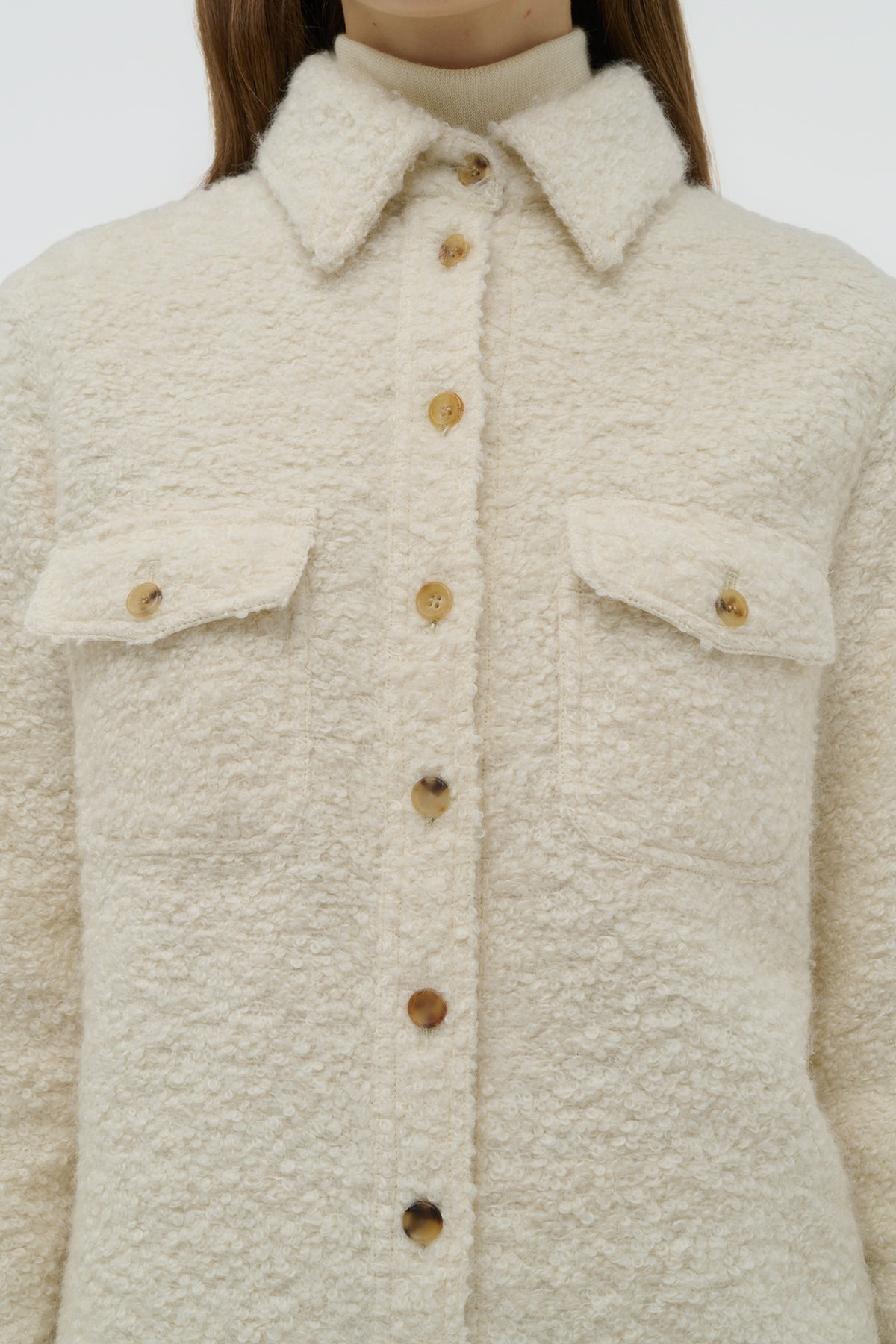John Austin Shirt in Ivory Recycled Cashmere Boucle - 5