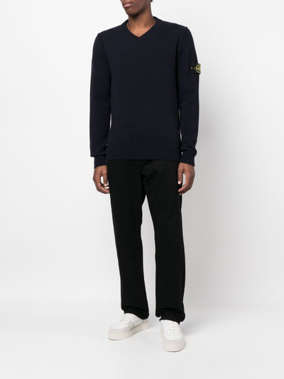 Stone Island Compass-patch v-neck jumper outlook