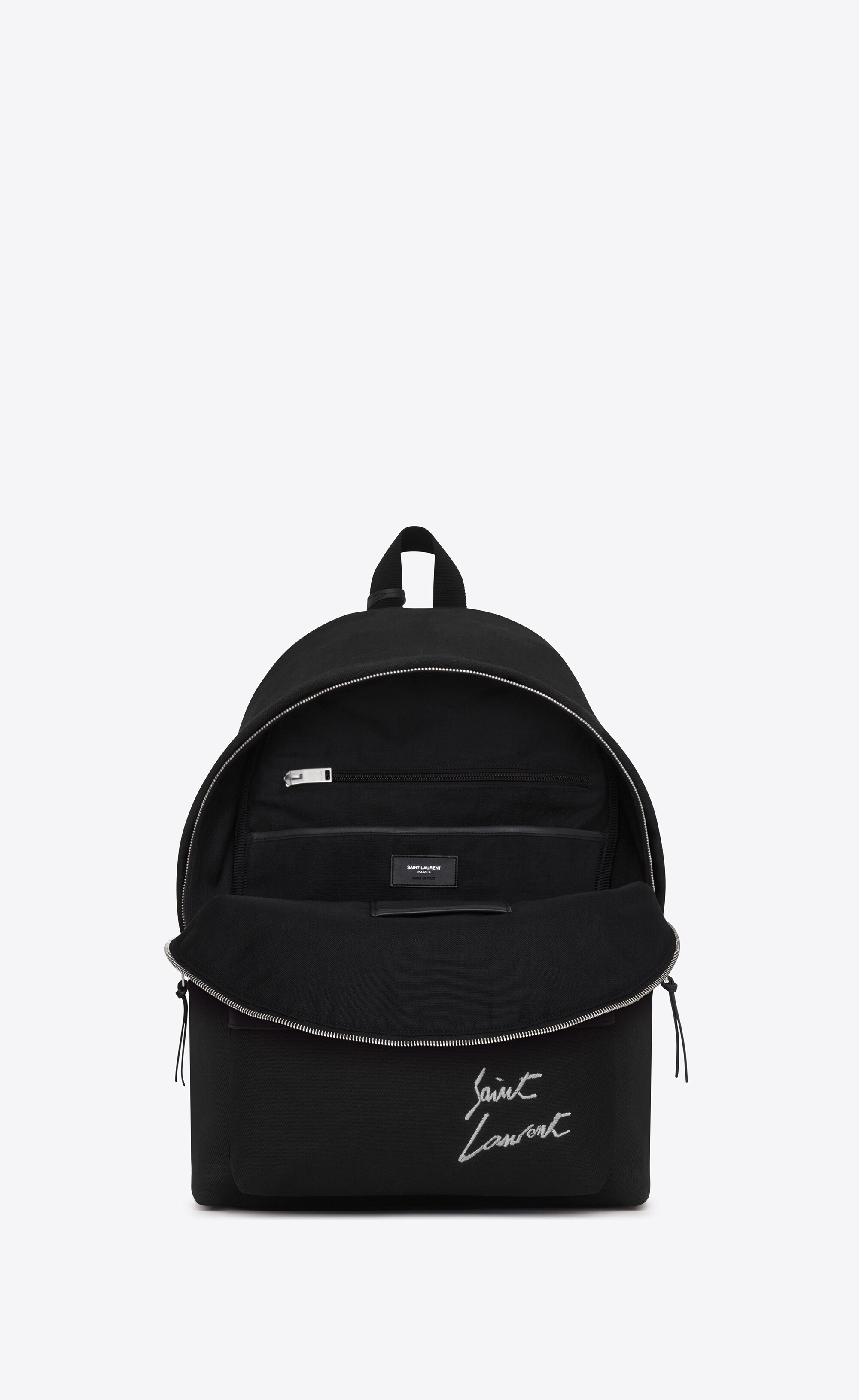 saint laurent embroidered city backpack in canvas - 4