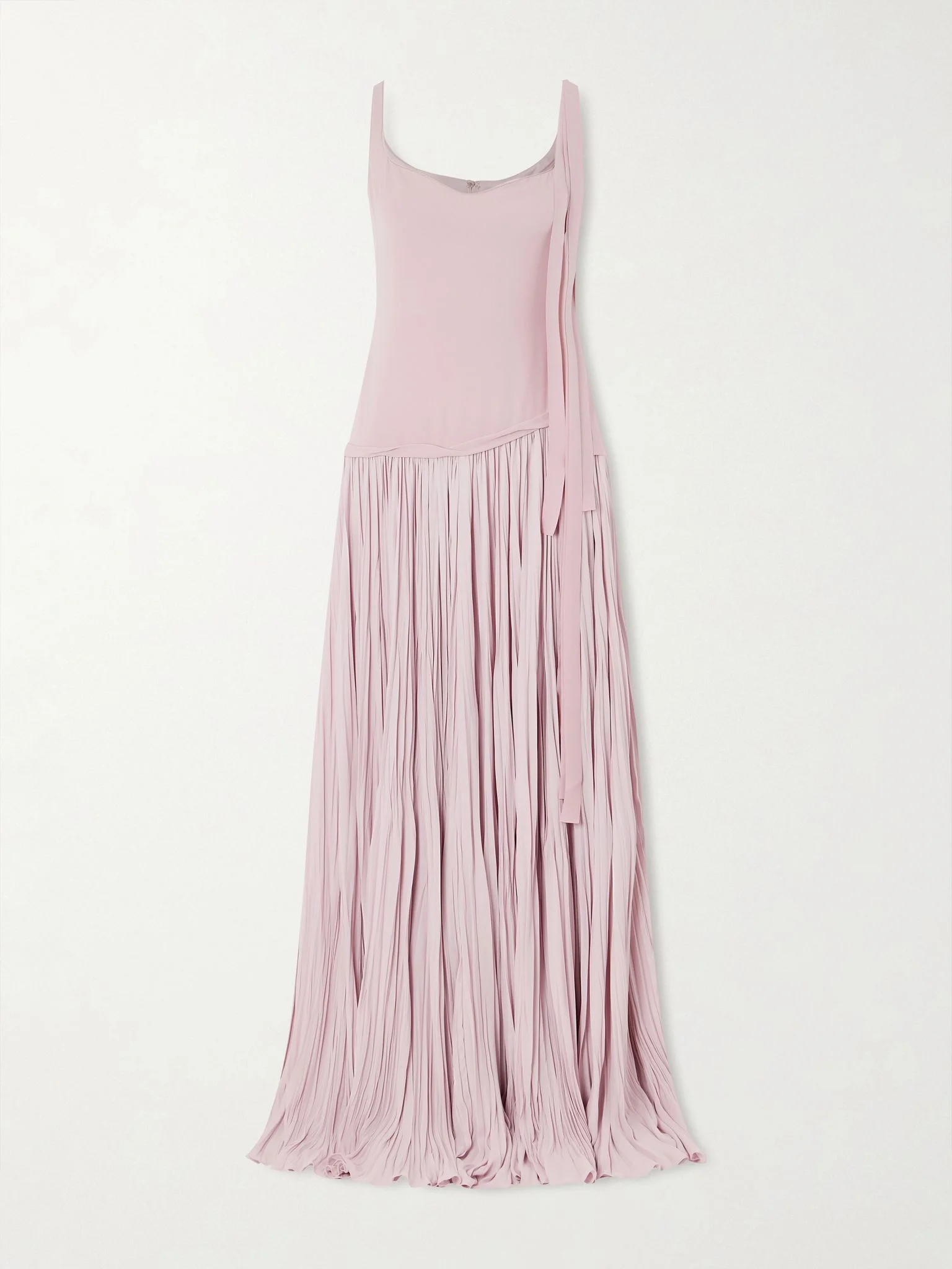 Bow-embellished pleated crepe gown Pink - 1