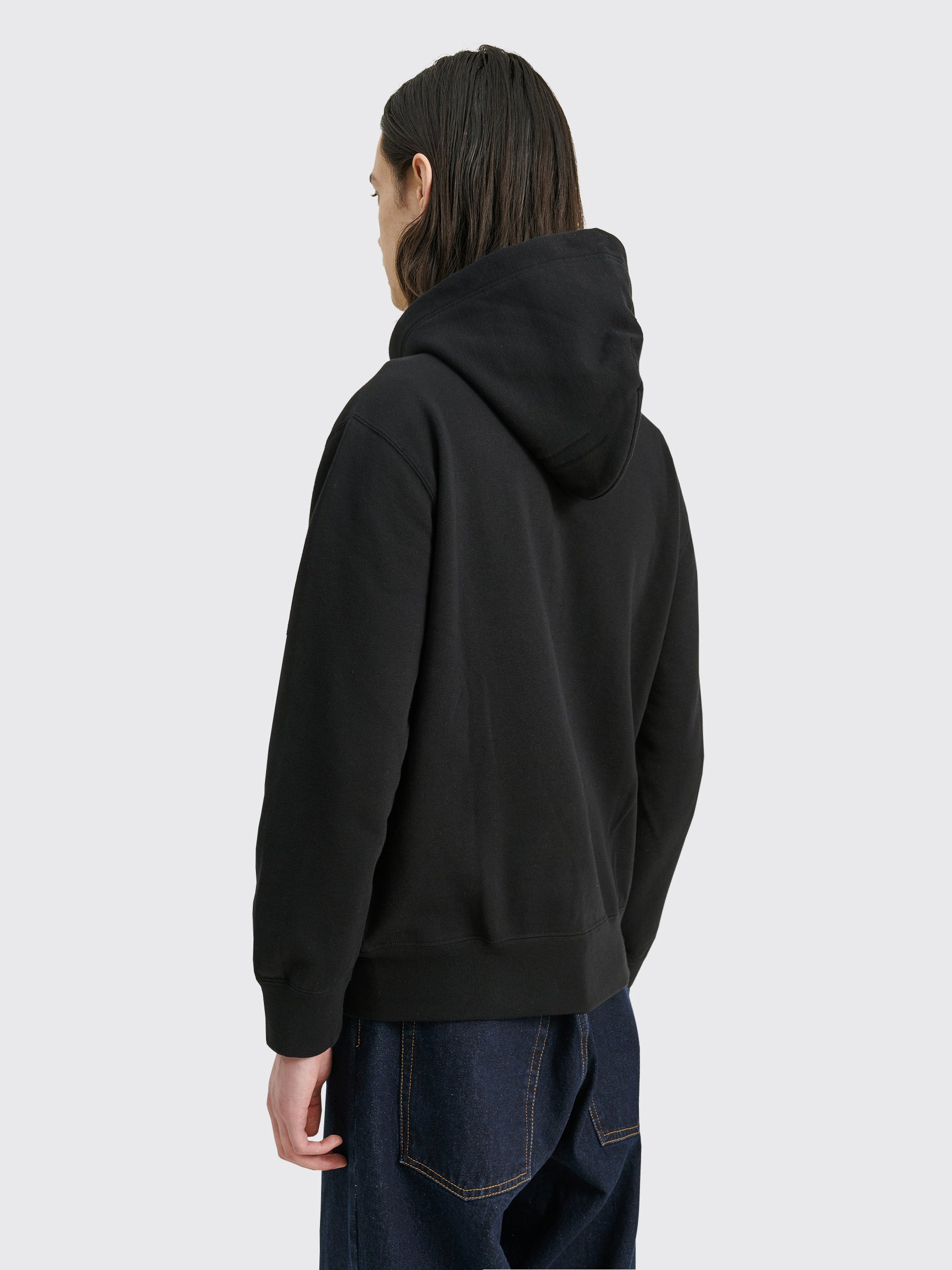 COMME DES GARÇONS PLAY DOUBLE HEART HOODED ZIP SWEATSHIRT BLACK - 3