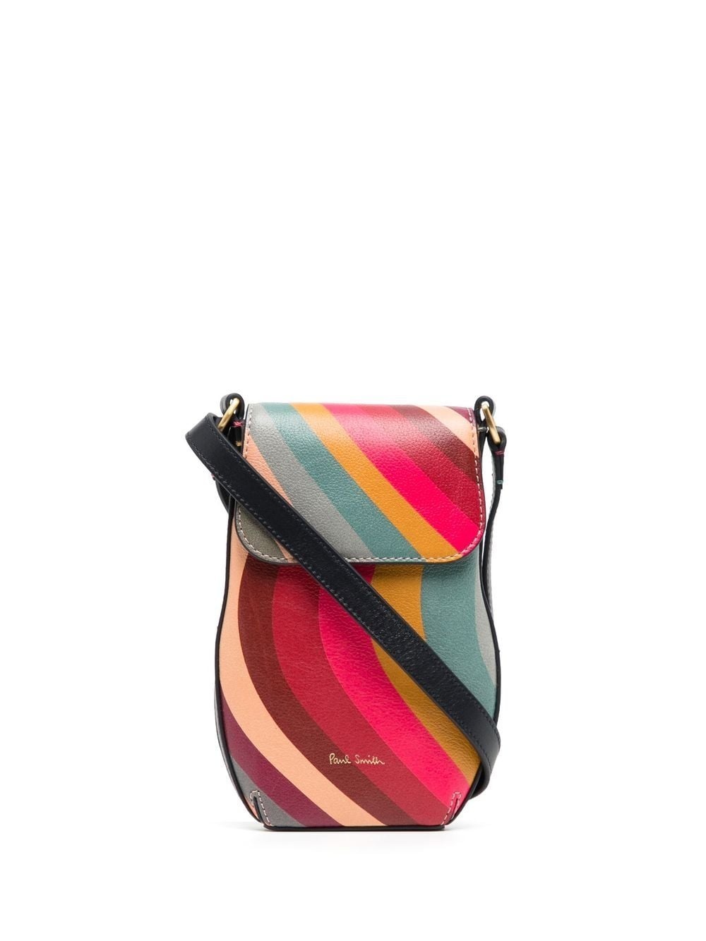 stripe-print leather crossbody bag - 1