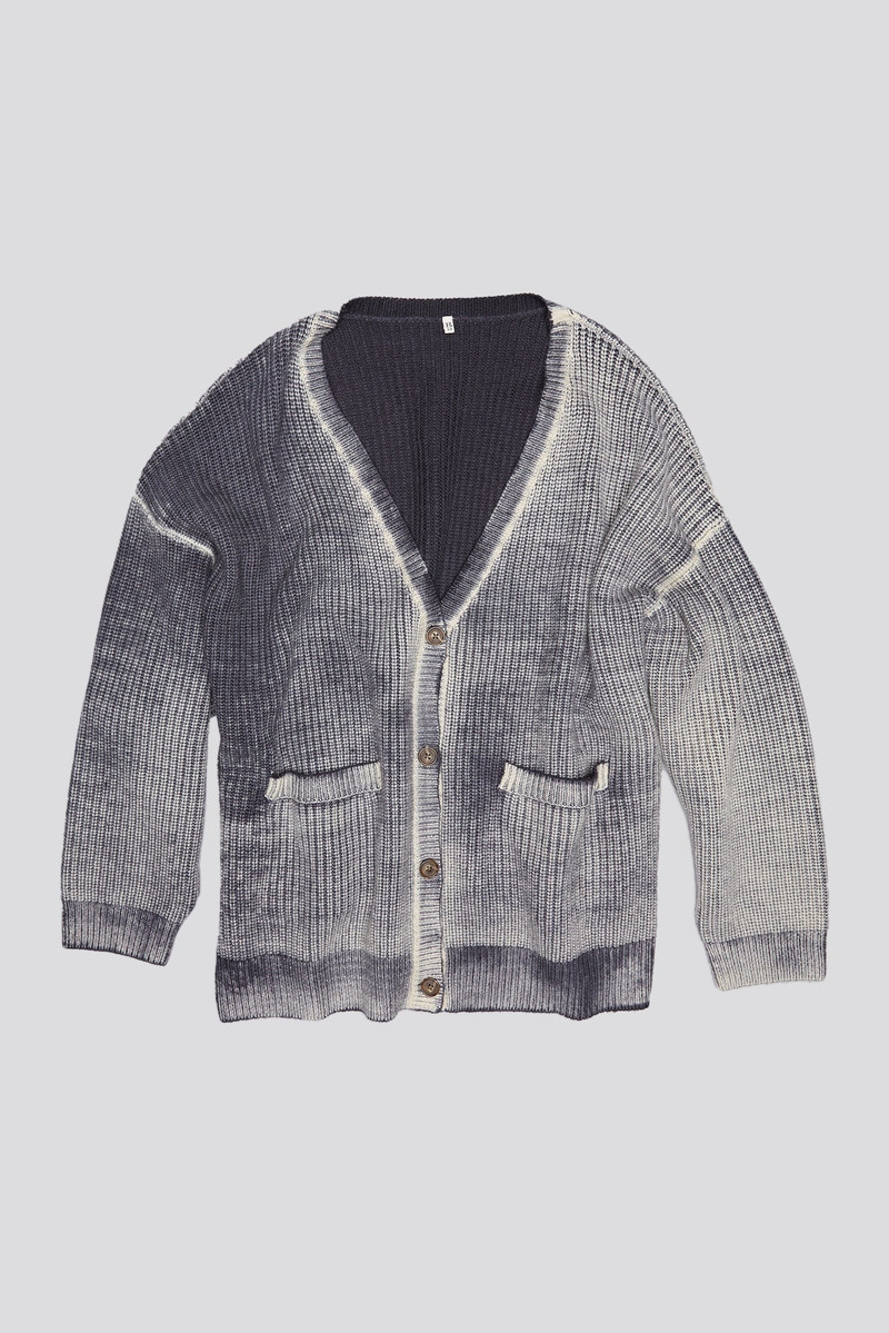 OVERSIZED CARDIGAN - DISTRESSED BLACK - 1