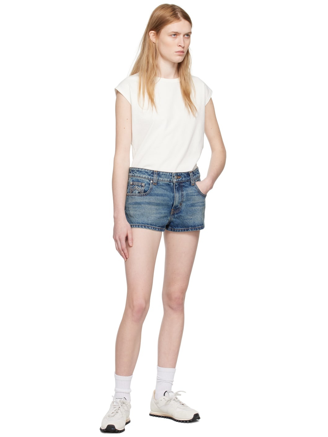 SSENSE Exclusive Blue Low-Waist Denim Shorts - 4