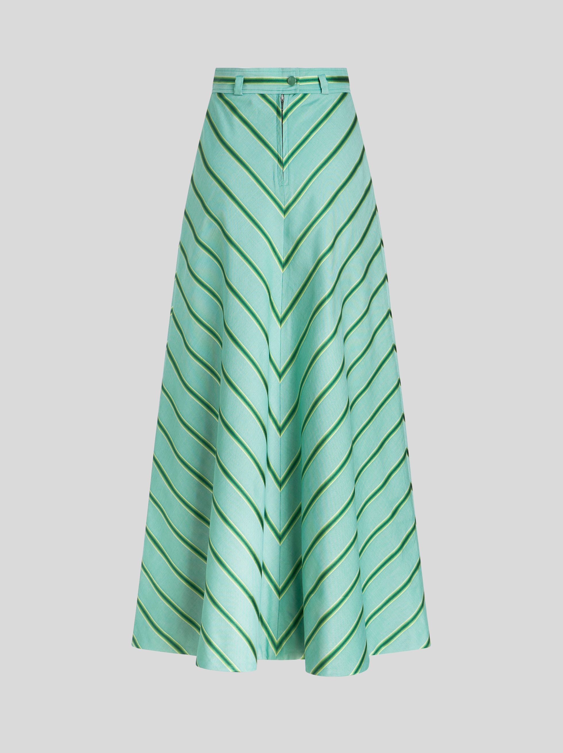 COTTON AND SILK SKIRT WITH DEGRADÉ STRIPES - 5