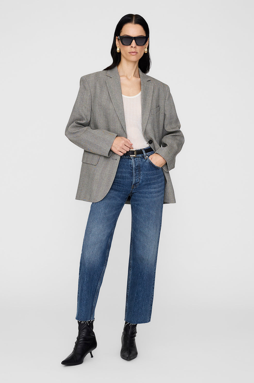 Quinn Blazer - Ivory And Black Herringbone - 2