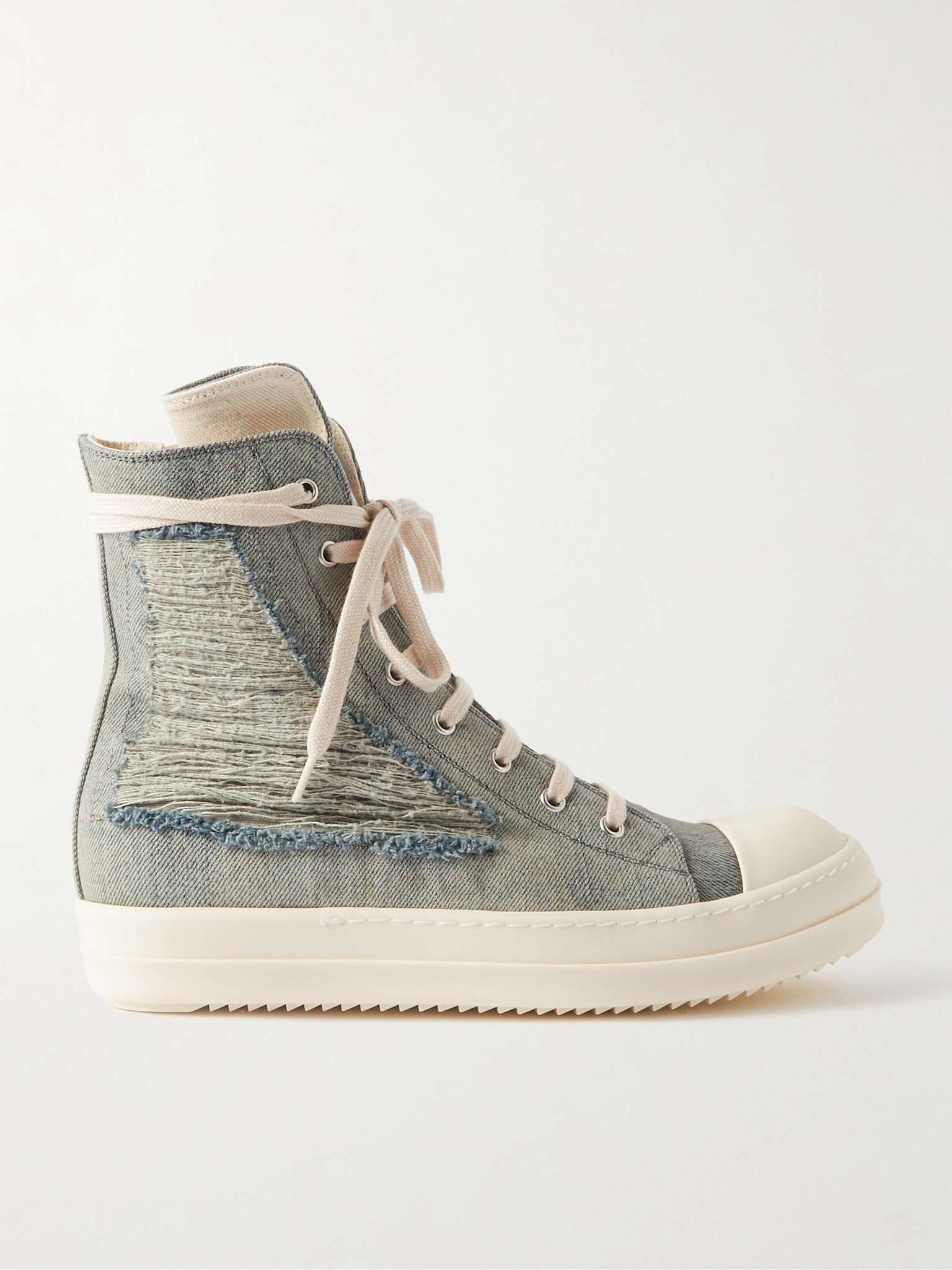 Distressed Denim High-Top Sneakers - 1