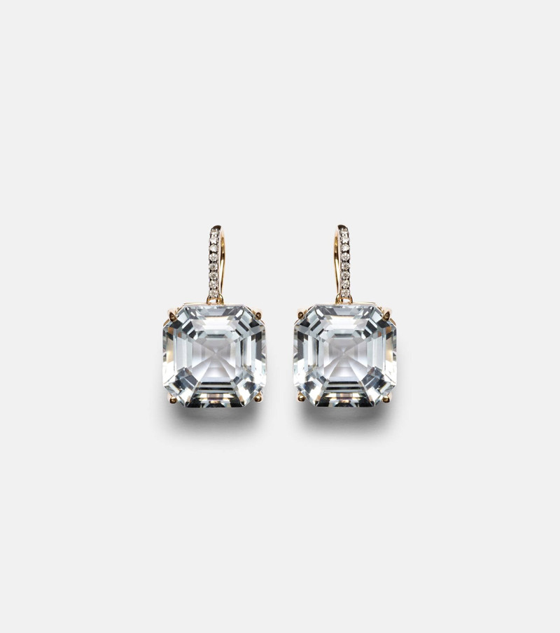 14kt gold earrings with quartz and diamonds 1