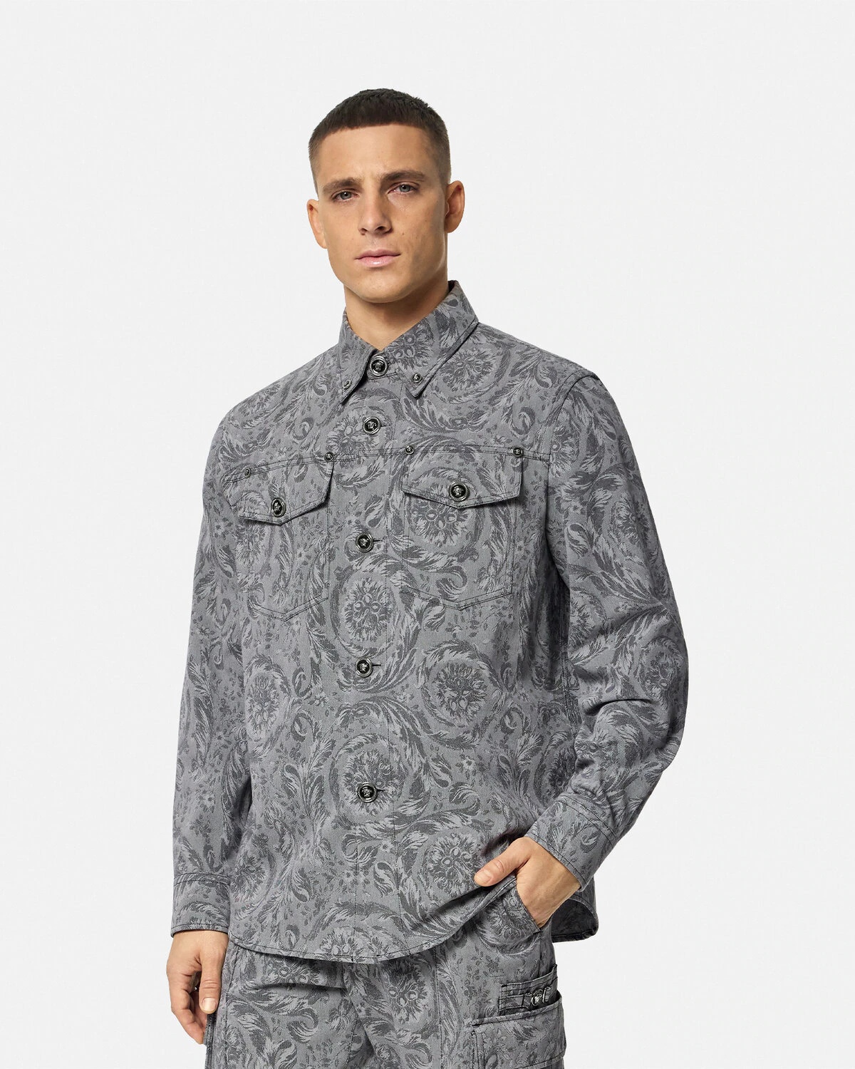 Barocco Jacquard Gabardine Overshirt - 4