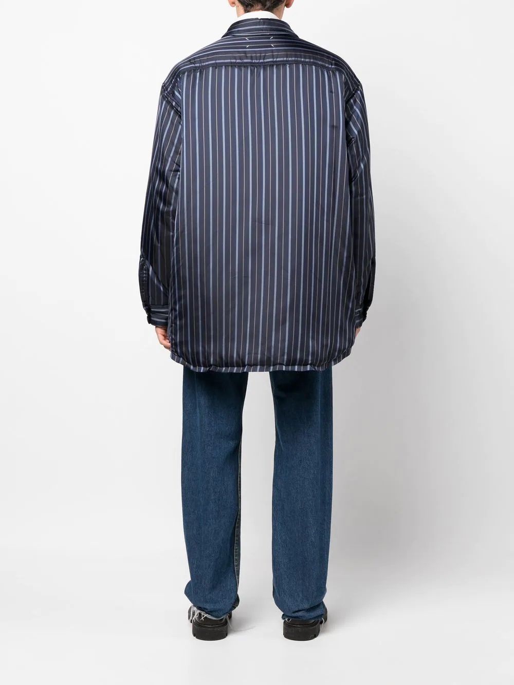 padded stripe-print coat - 5