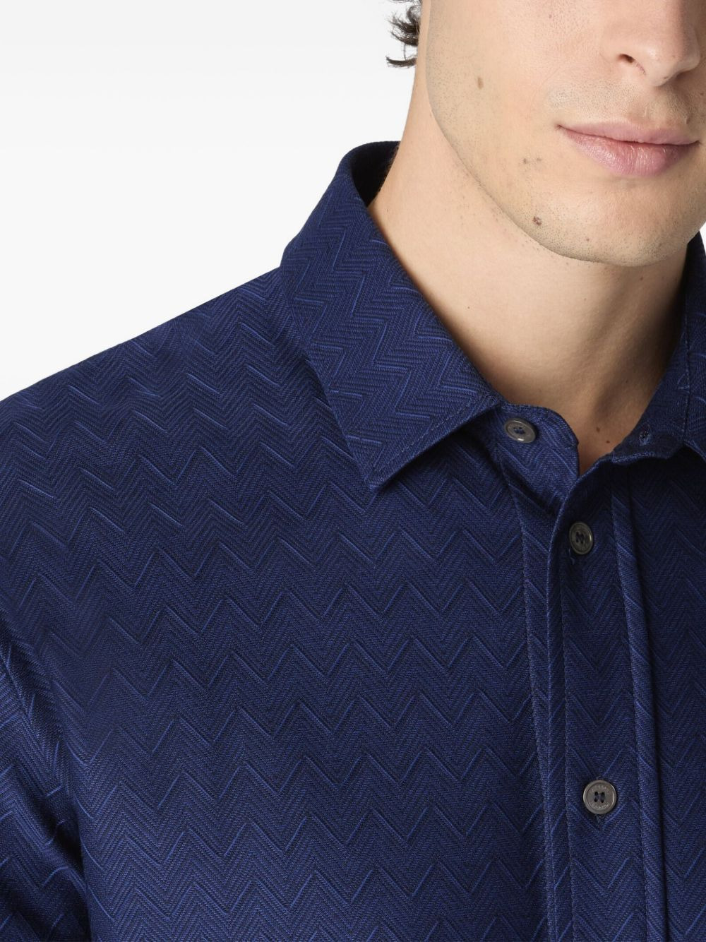 chevron-pattern cotton shirt - 4