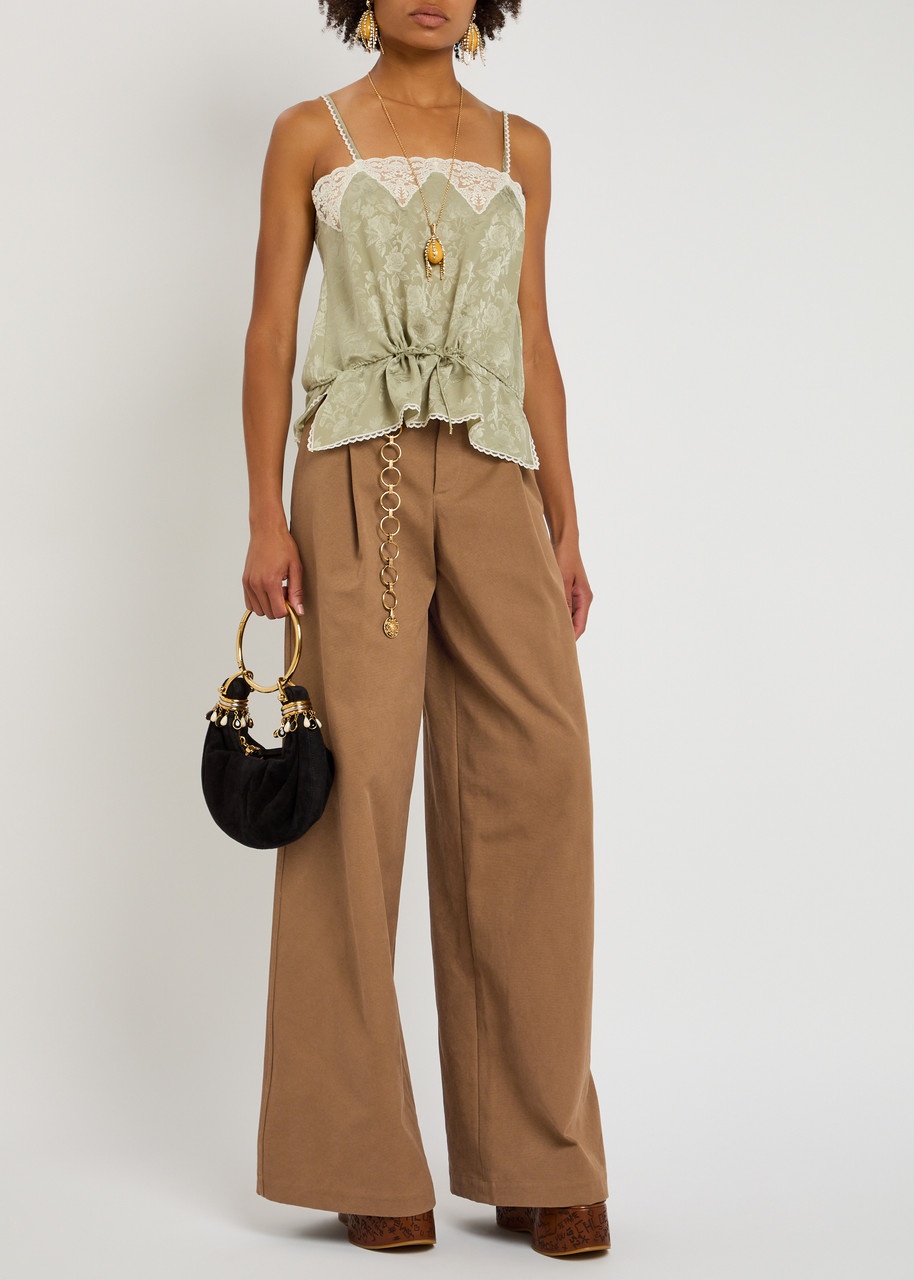 Chloe Wide-leg Canvas Trousers - 4