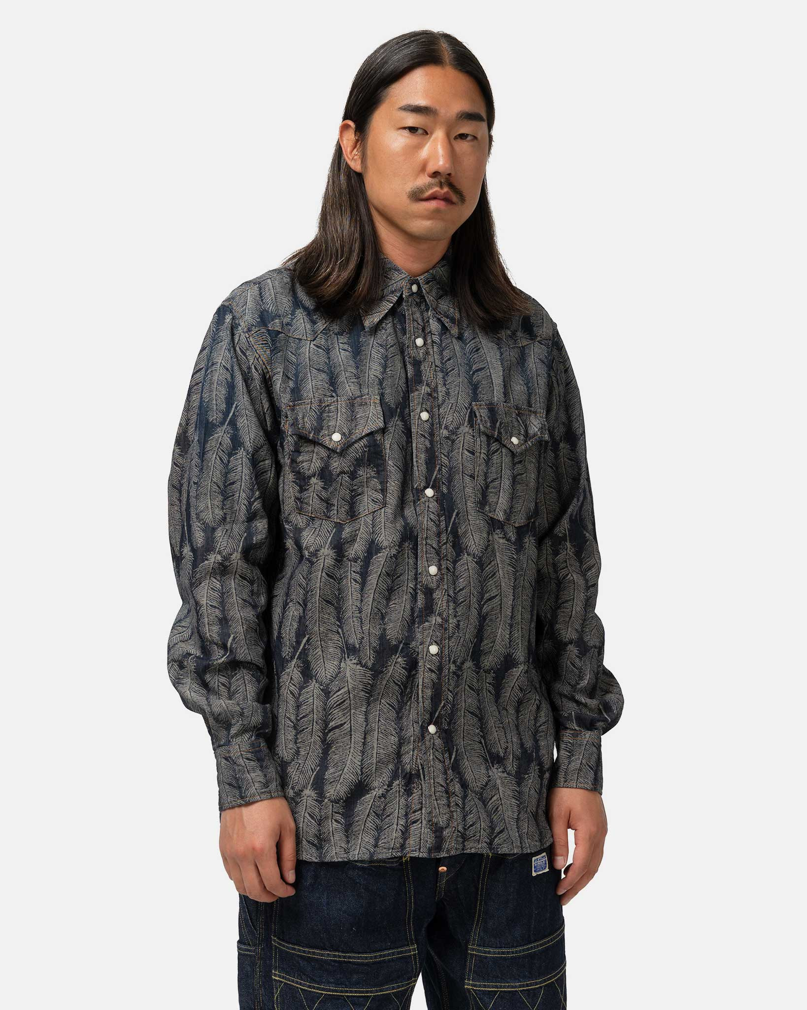 5oz MAGPIE Denim HUSKY Western Shirt Dark - 4