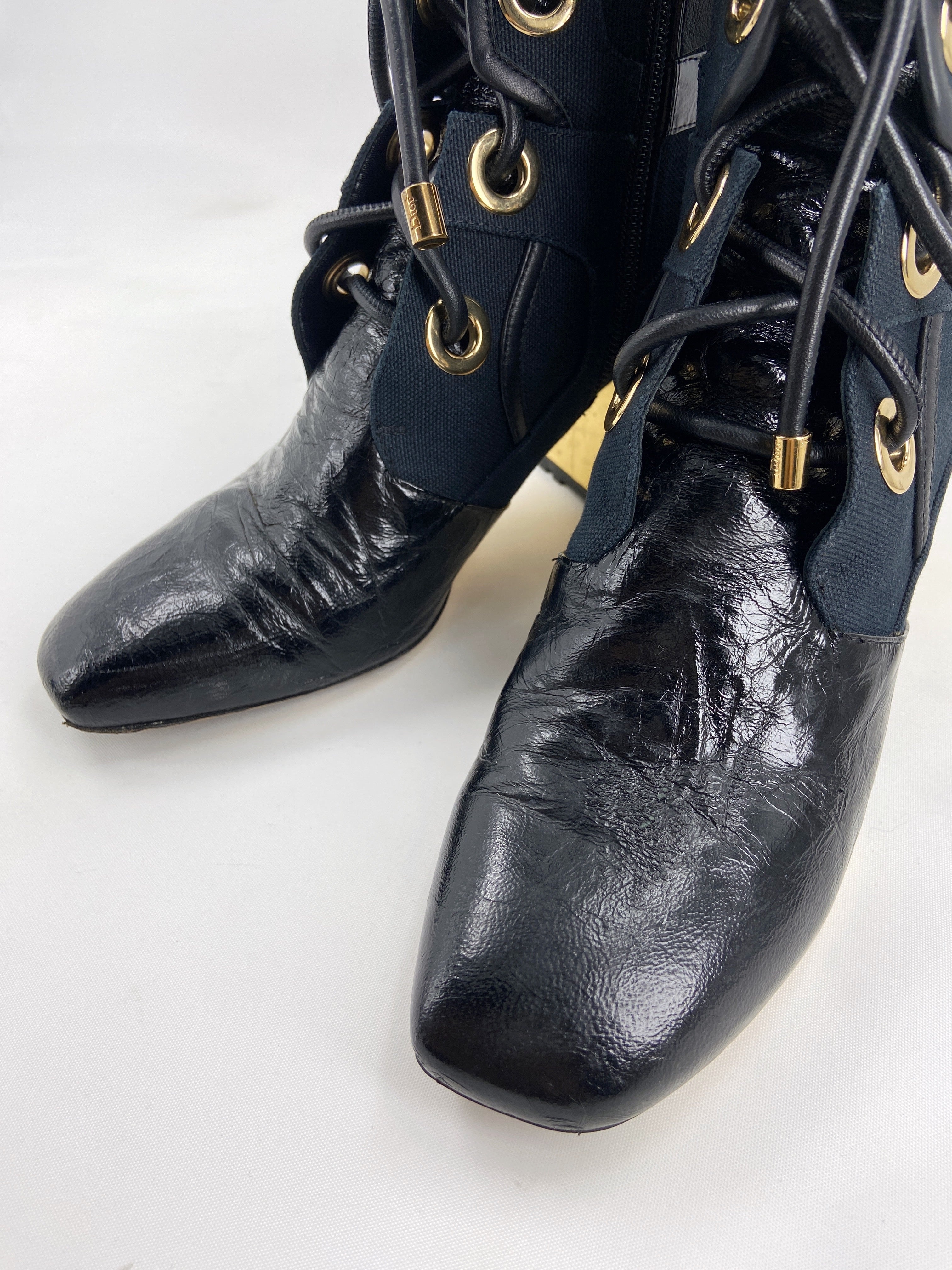 Christian Dior 2017 Glorious Belted Lambskin Leather Boots 37 - 9