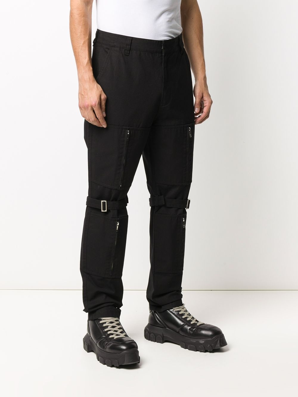 zipped detail cargo trousers - 4