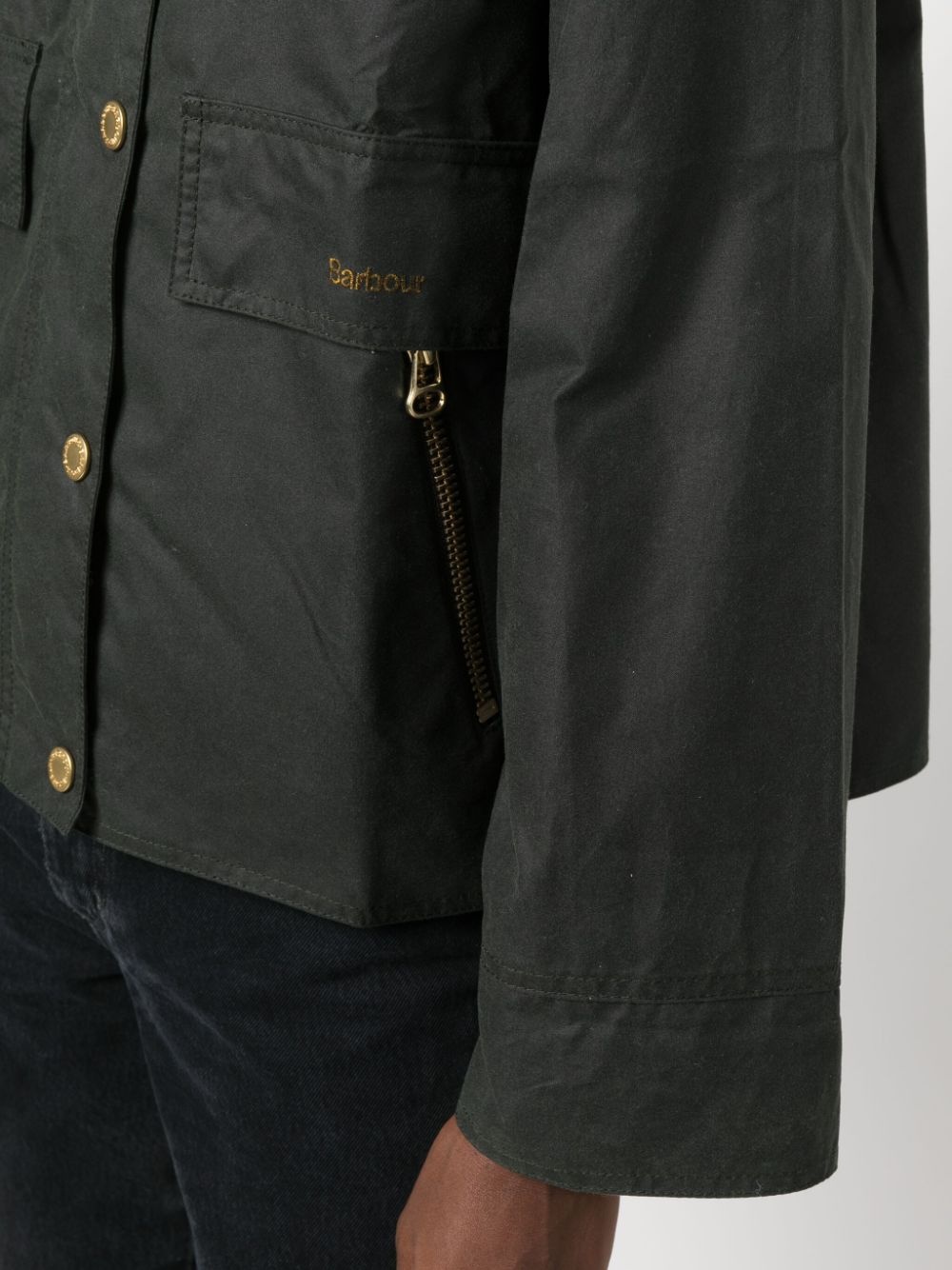 logo-embroidered oversized jacket - 5