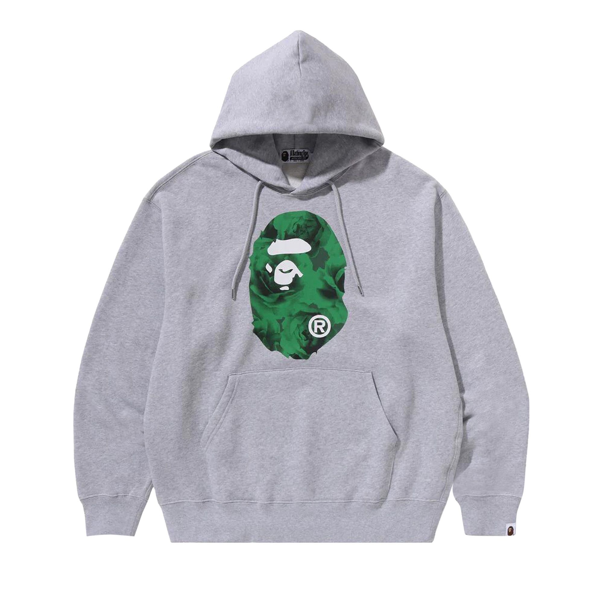 BAPE Floral Solid Camo Ape Head Relaxed Fit Pullover Hoodie 'Grey' - 1