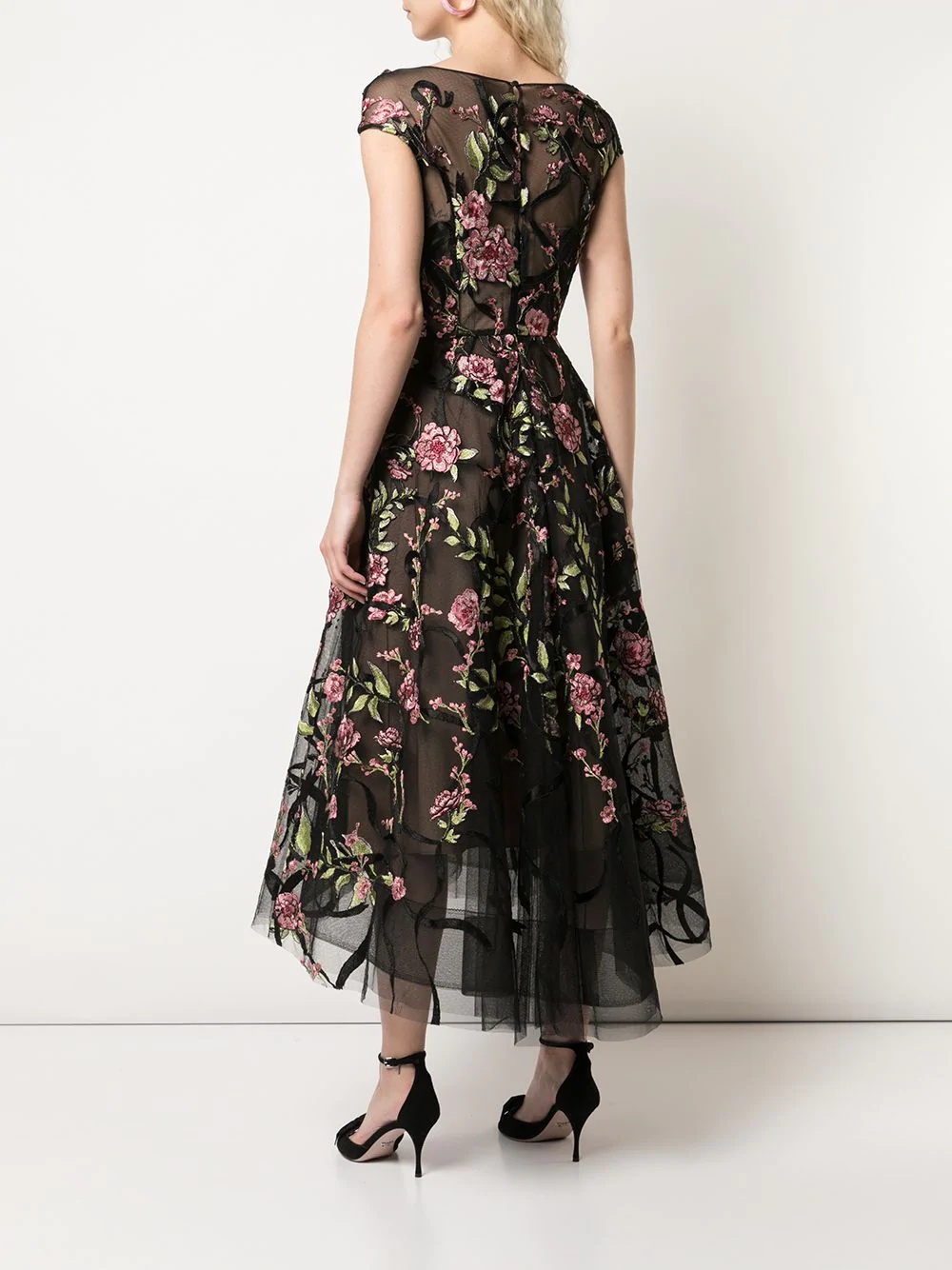 floral embroidered midi dress - 4