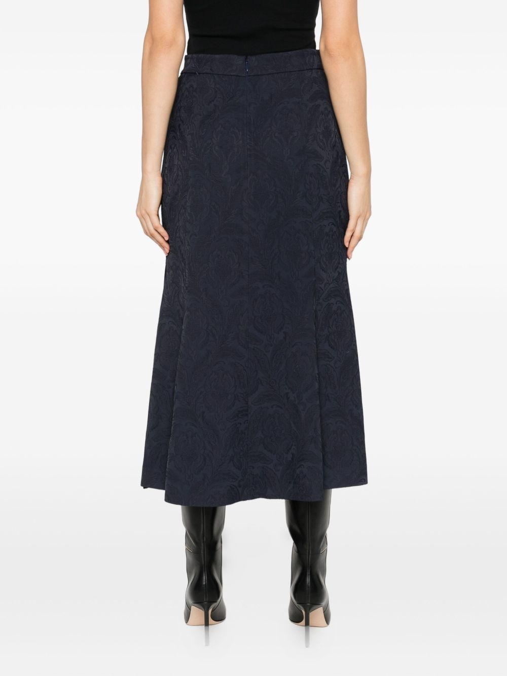damask-pattern midi skirt - 4