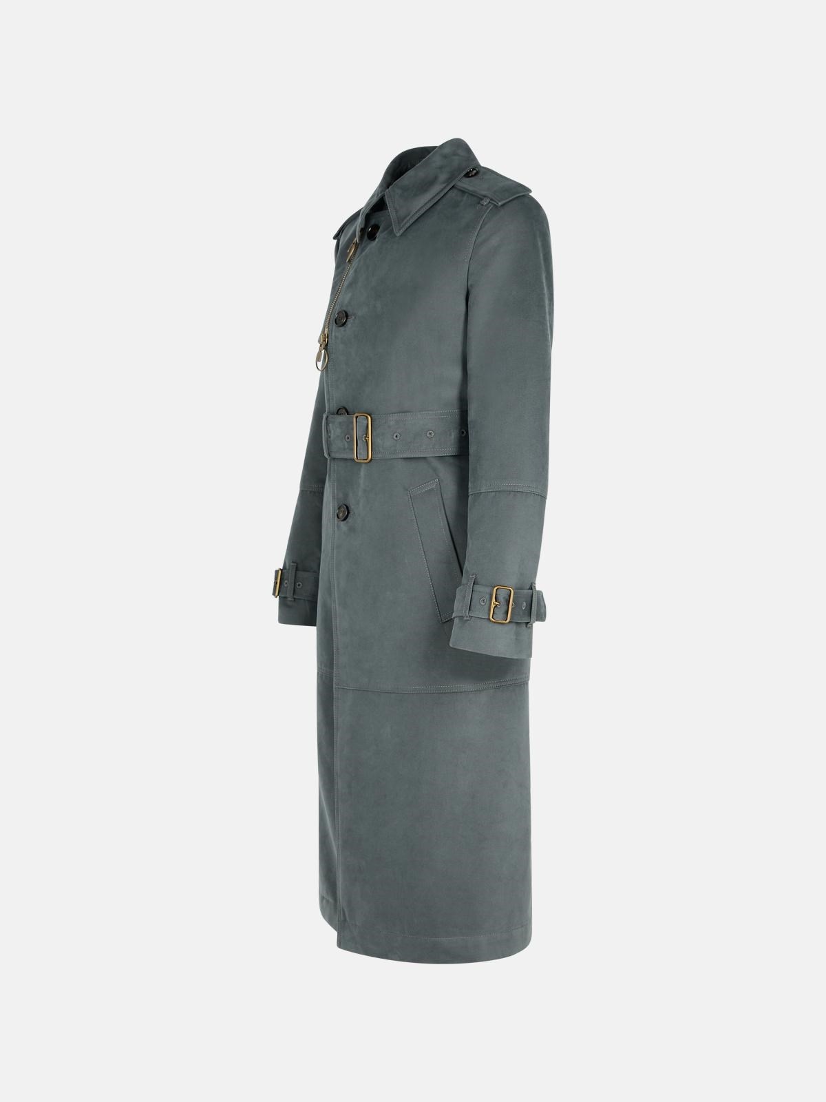 GREY COTTON BLEND TRENCH COAT - 2