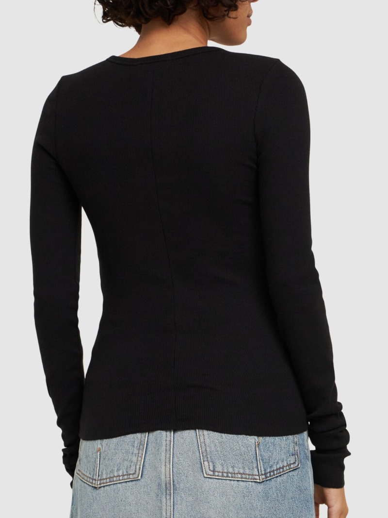 Long sleeve fitted cotton t-shirt - 3