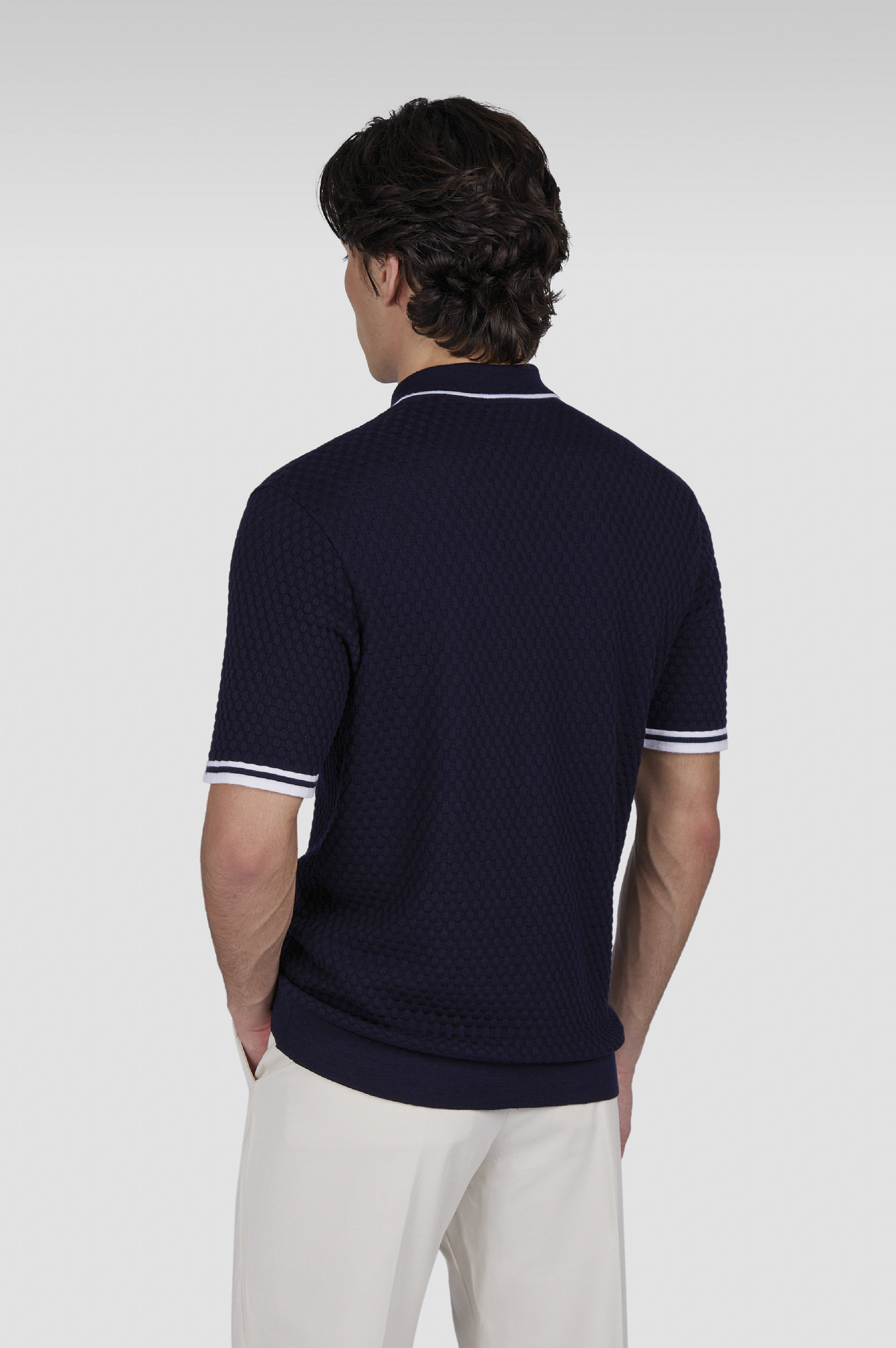 ZIPPED POLO IN WOOL CASHMERE - 3