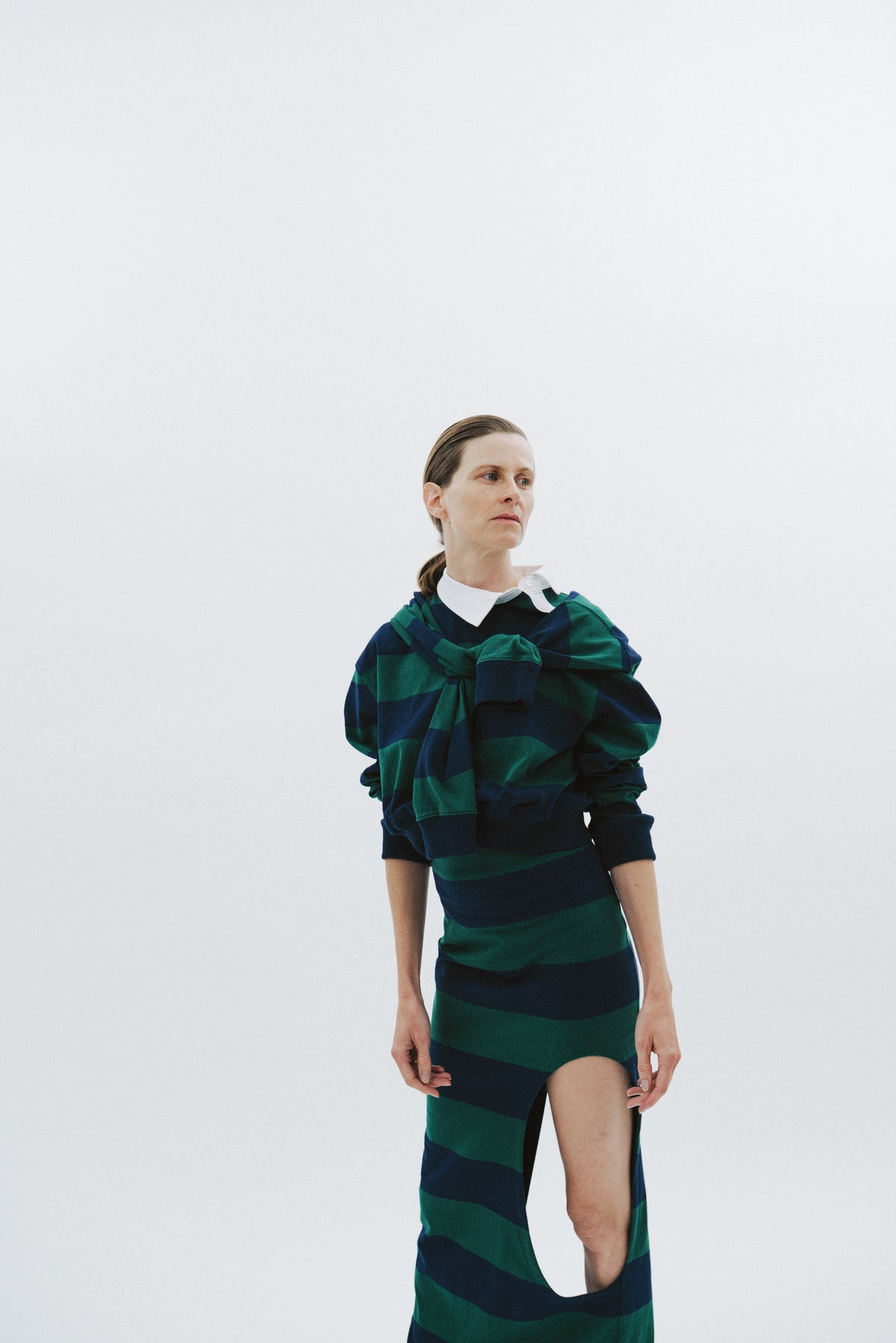 PENCIL SKIRT WITH CUT OUT EMERALD GREEN NAVY - 13