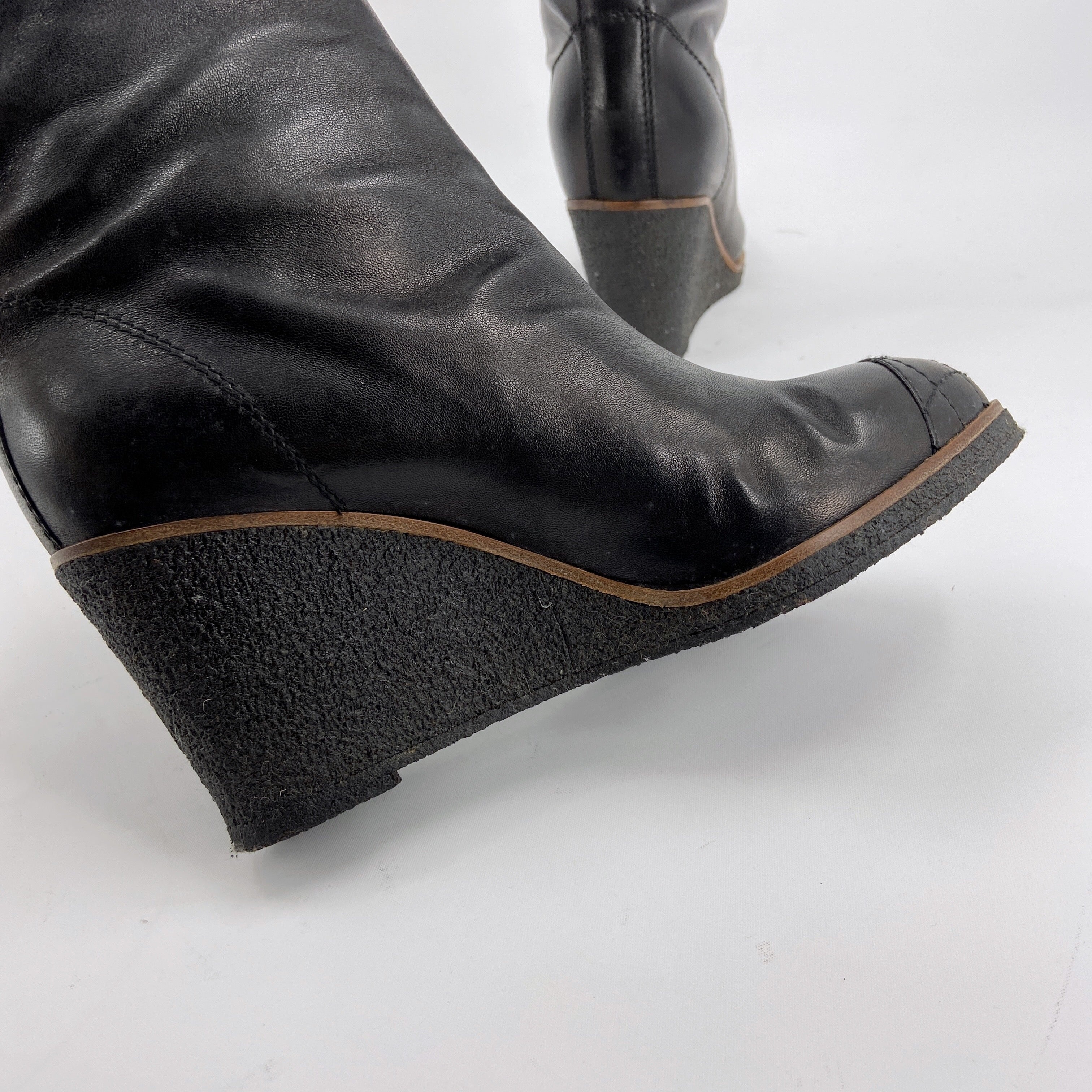 Chanel Fall 2006 Karl Lagerfeld Shearling Lambskin Wedge Long Boot 38 - 14