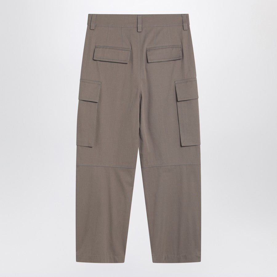 Bottega Veneta Men Grey Seal Cotton Twill Cargo Pants - 2