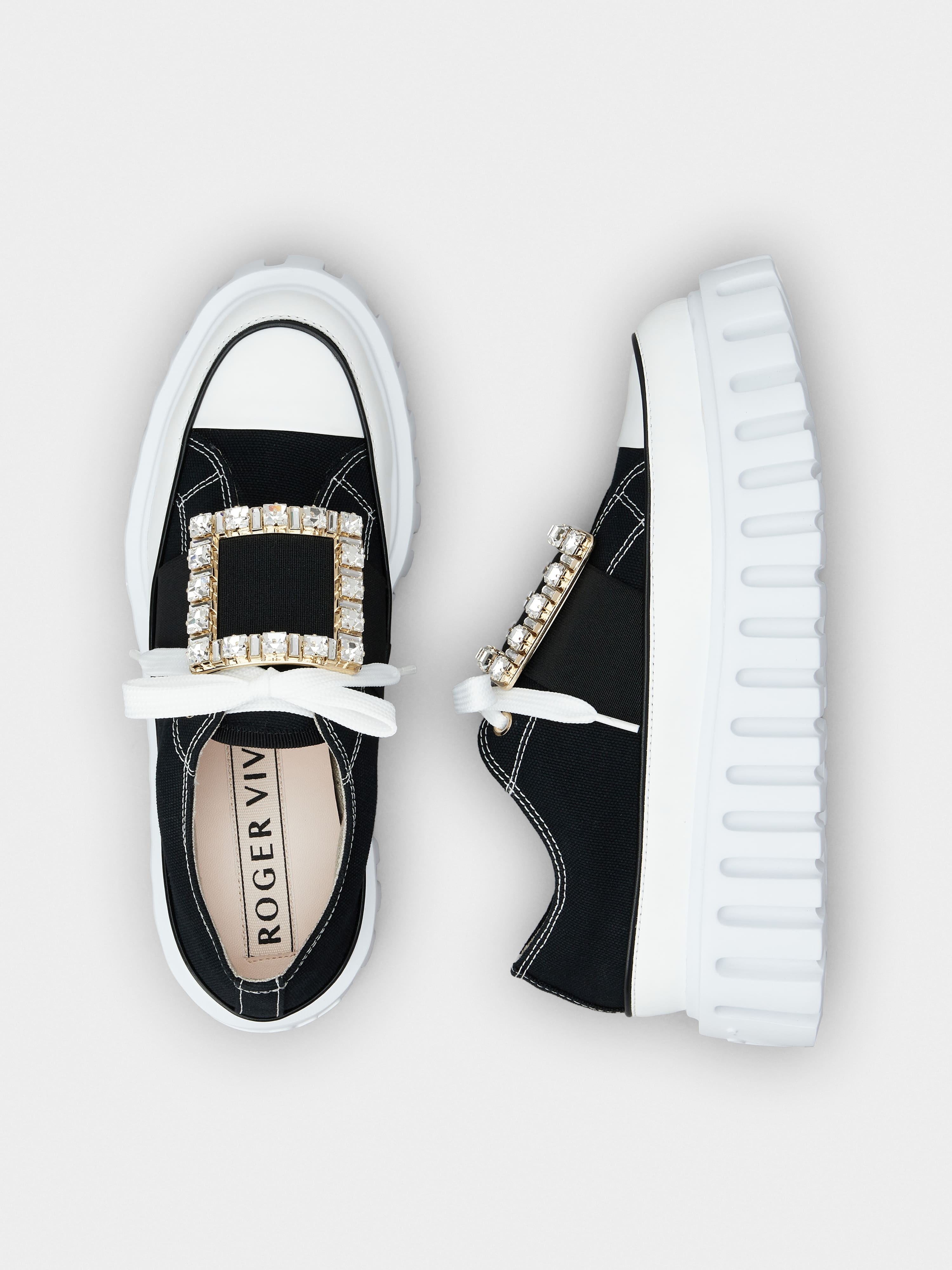 Viv' Go-Thick Strass Buckle Slip-on Sneakers in Canvas - 4