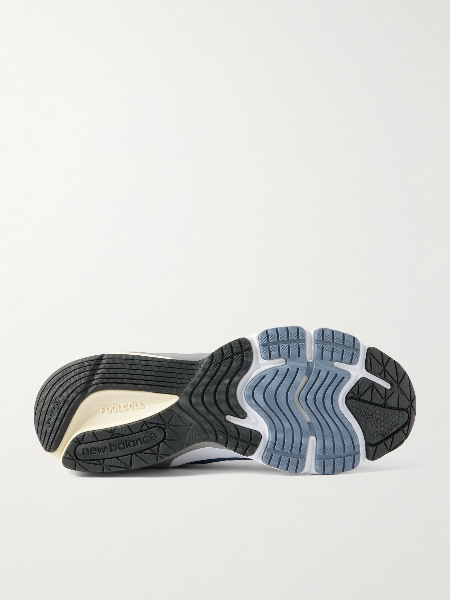 990v6 Leather-Trimmed Suede and Mesh Sneakers Navy - 3