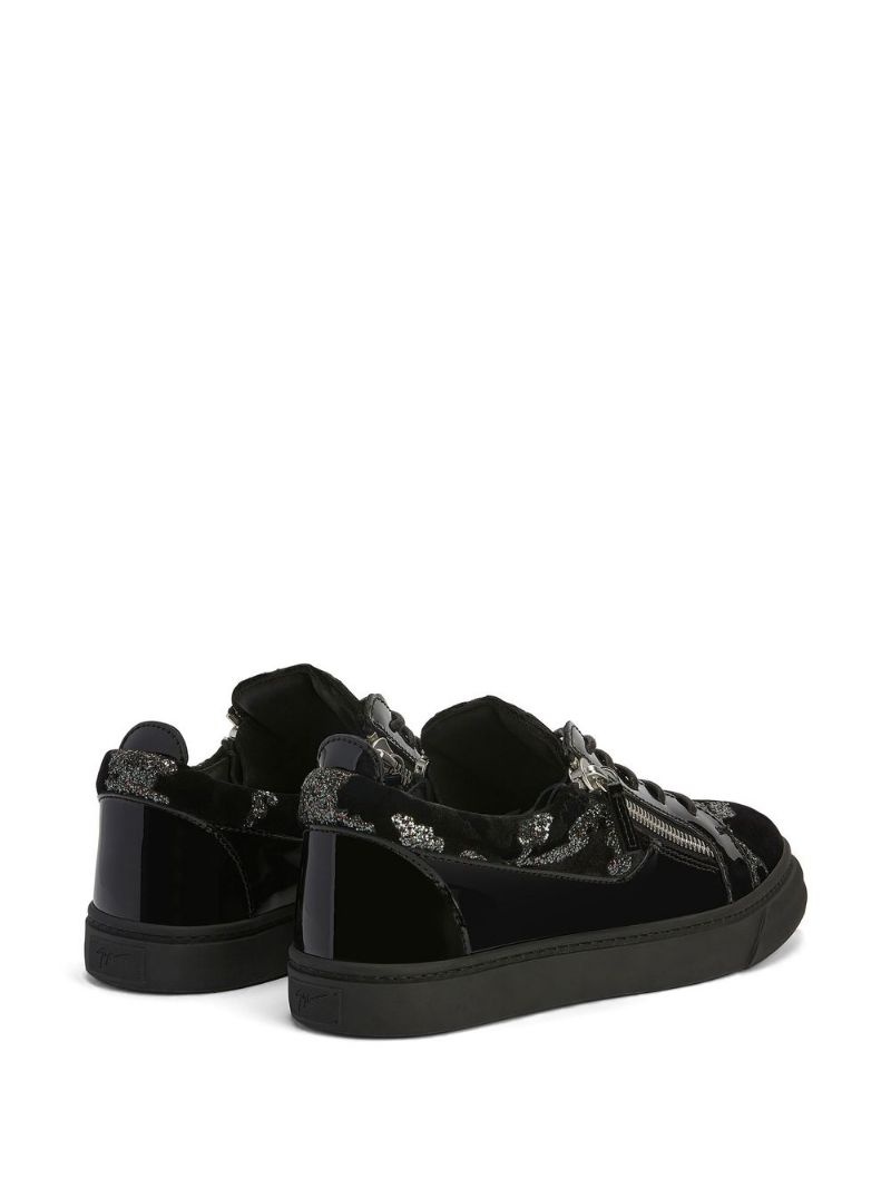 glitter panelled low-top sneakers - 3