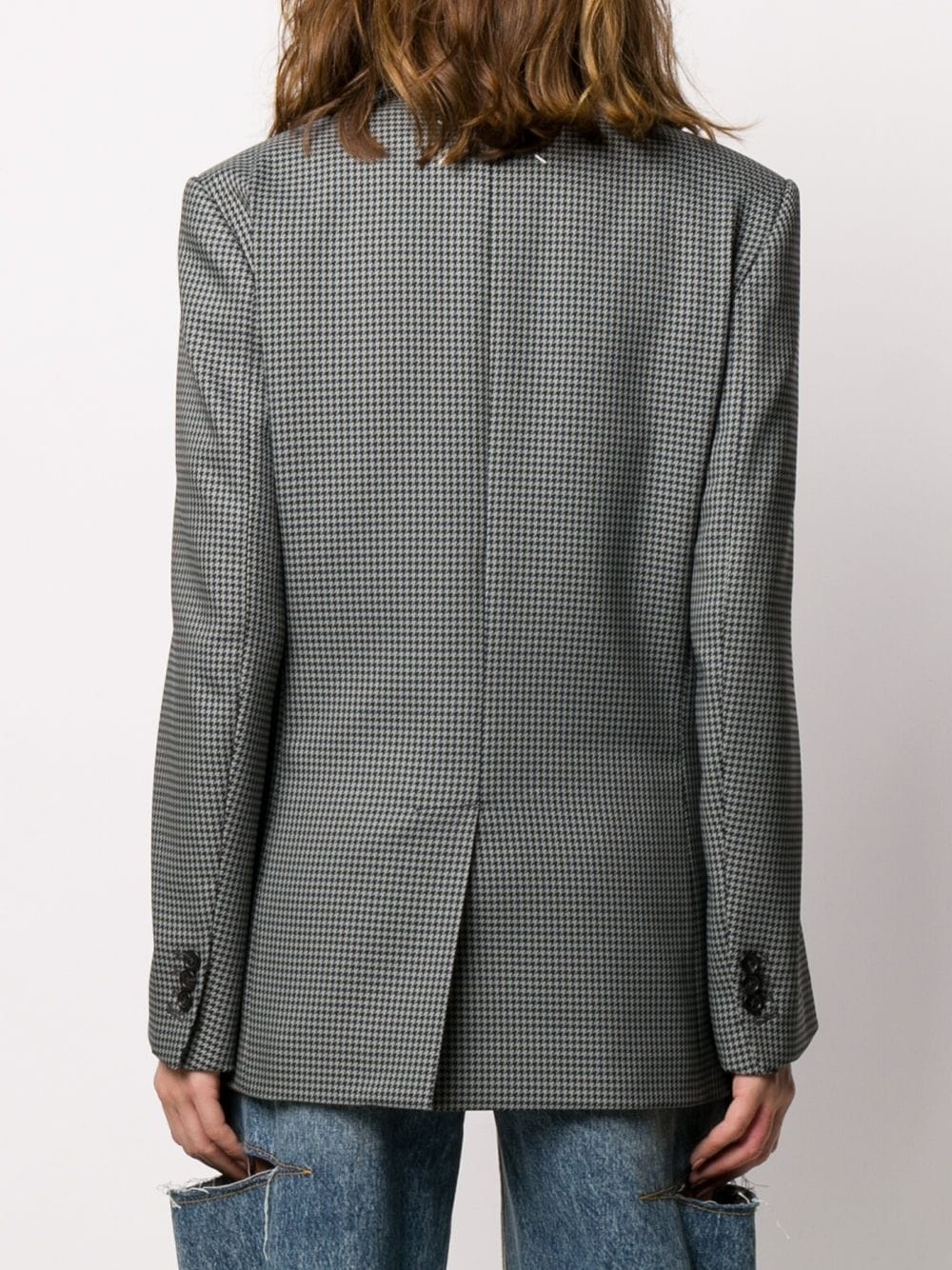 single breasted gingham blazer - 4