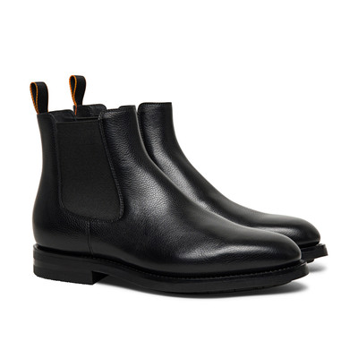 Santoni Men’s polished black leather Chelsea boot outlook