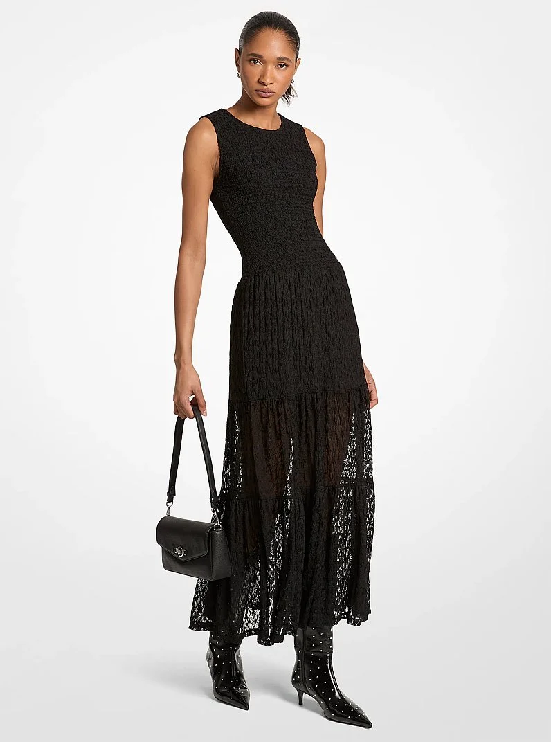 Stretch Floral Lace Maxi Dress - 1