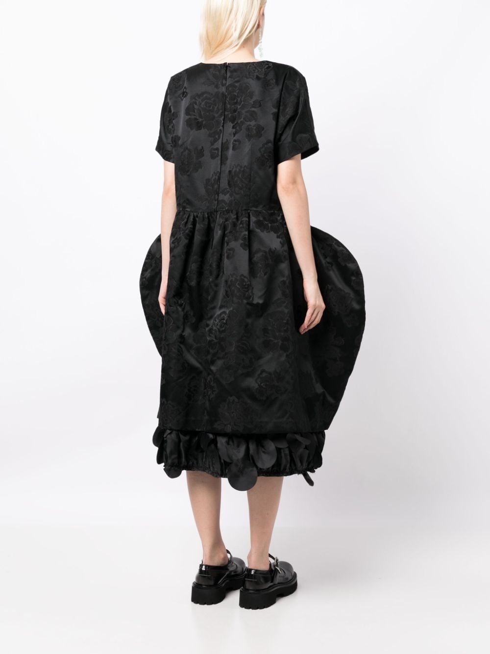 floral-appliqué bell-shape midi dress - 4
