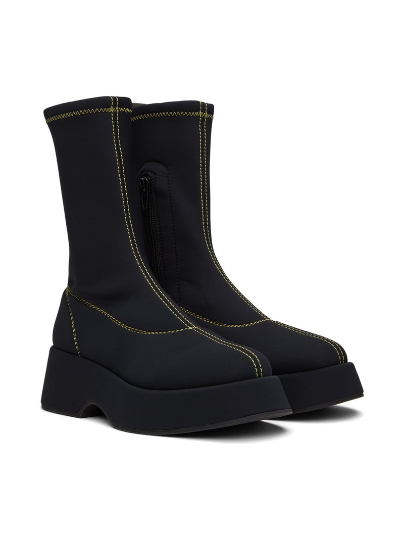 Black Retro Flatform Sock Boots 4