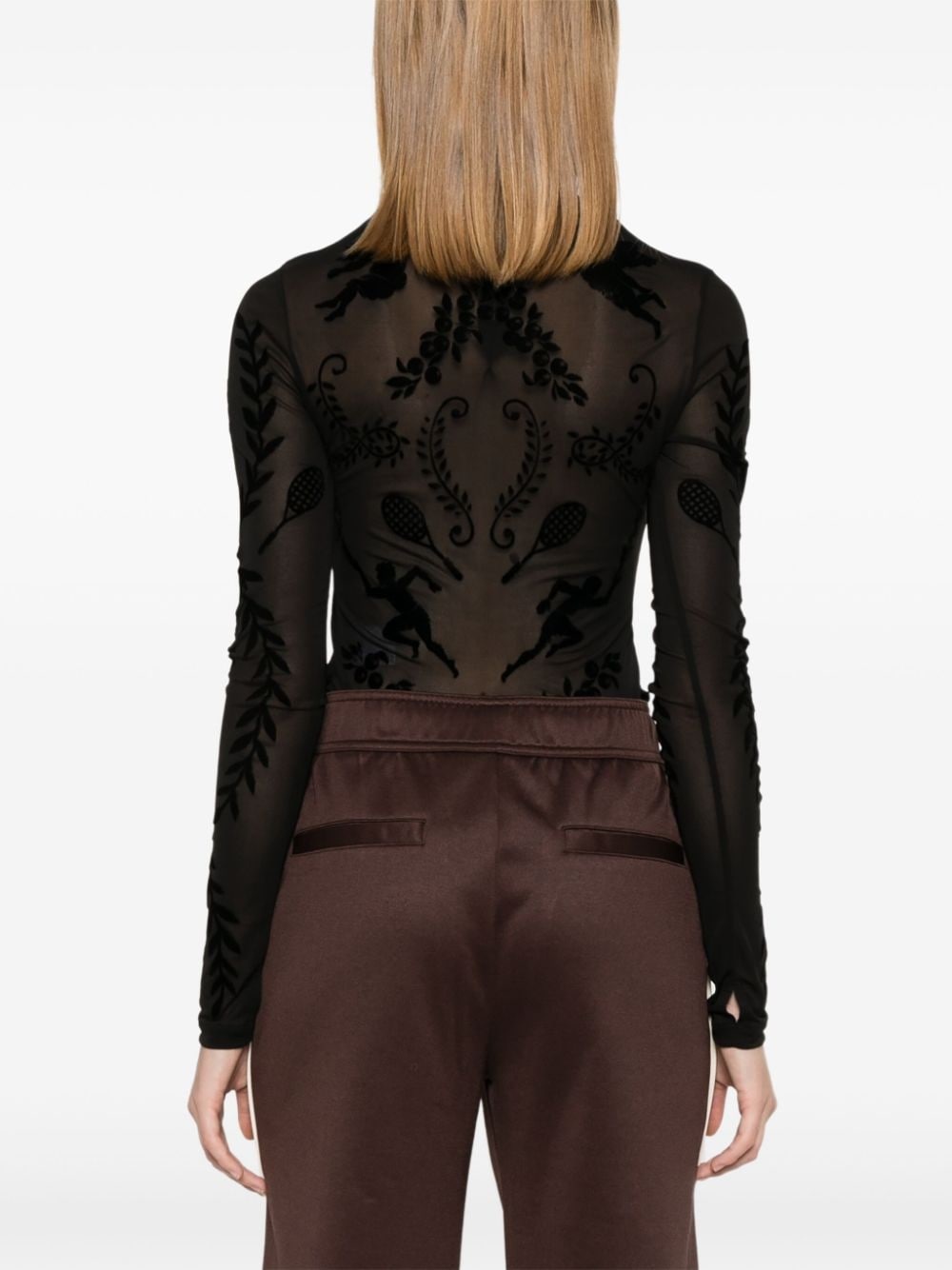 devoré-effect bodysuit - 4