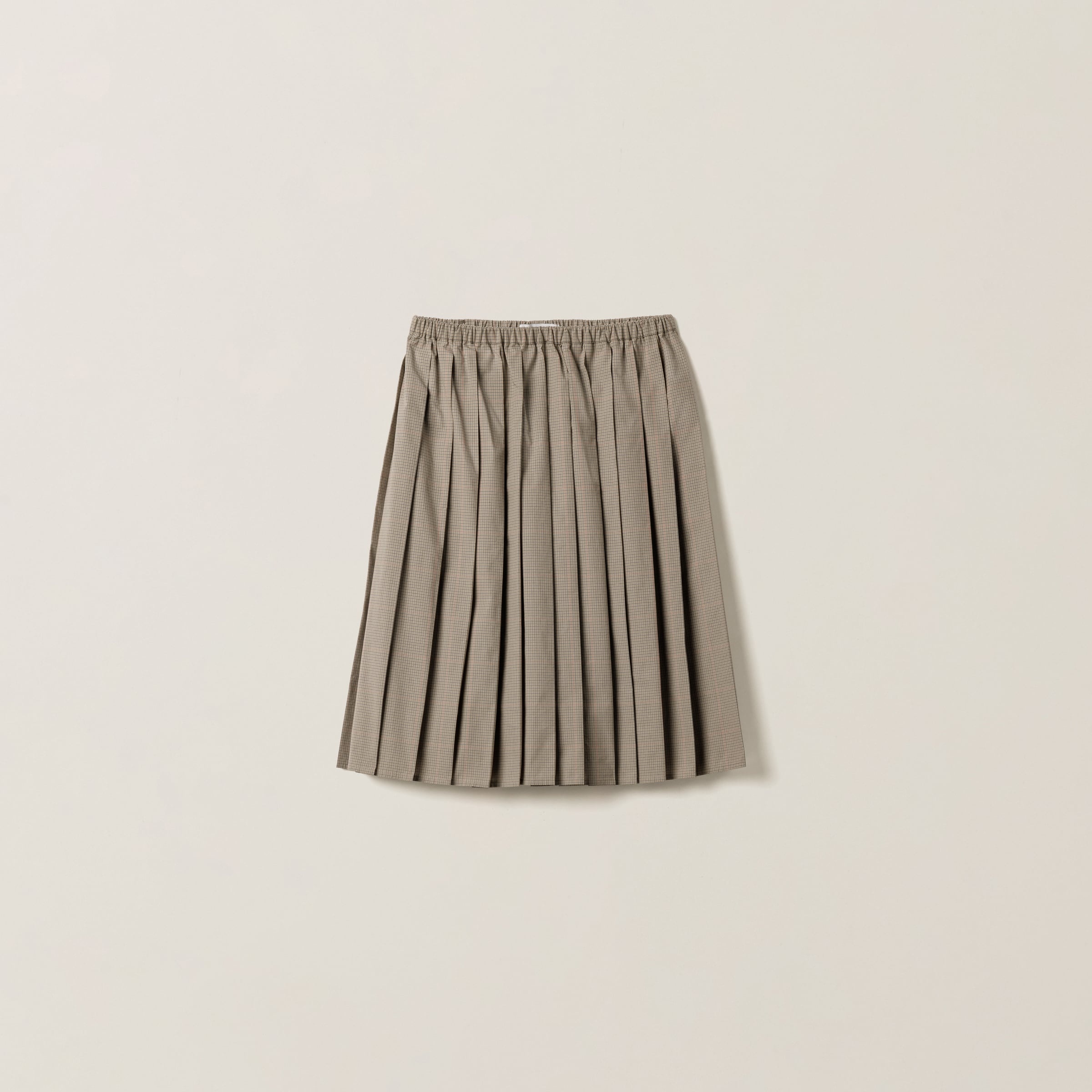 Pleated checked technical fabric midi-skirt - 1