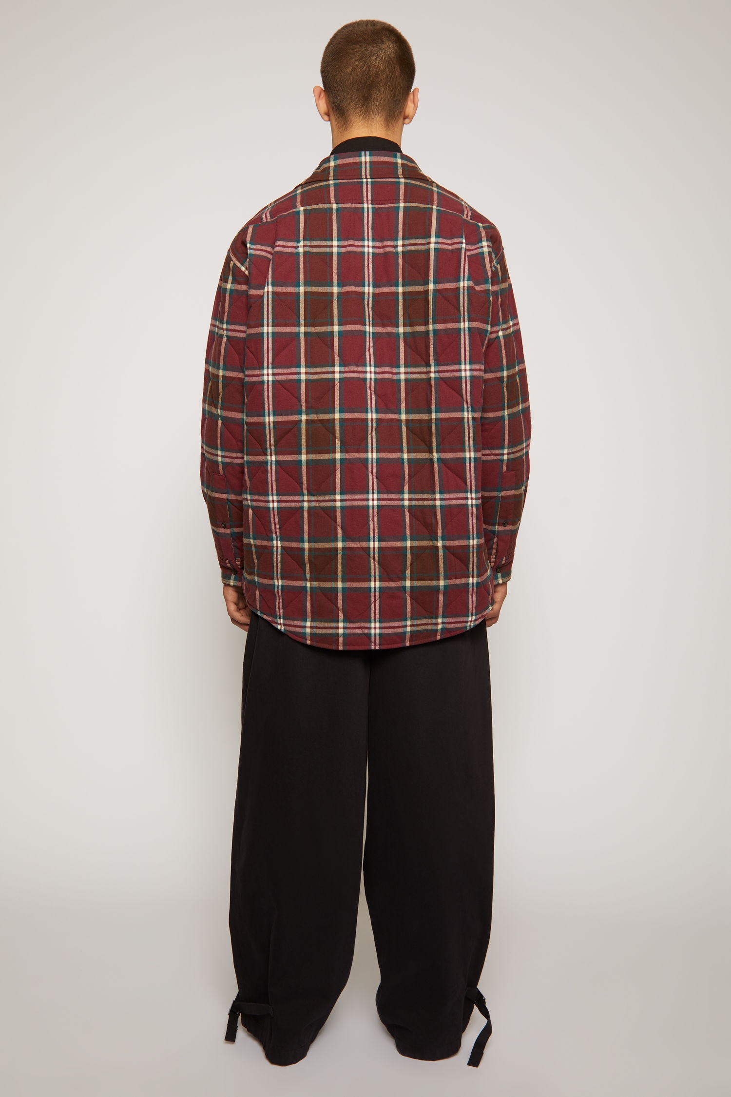 Checked quilted overshirt burgundy/beige - 4