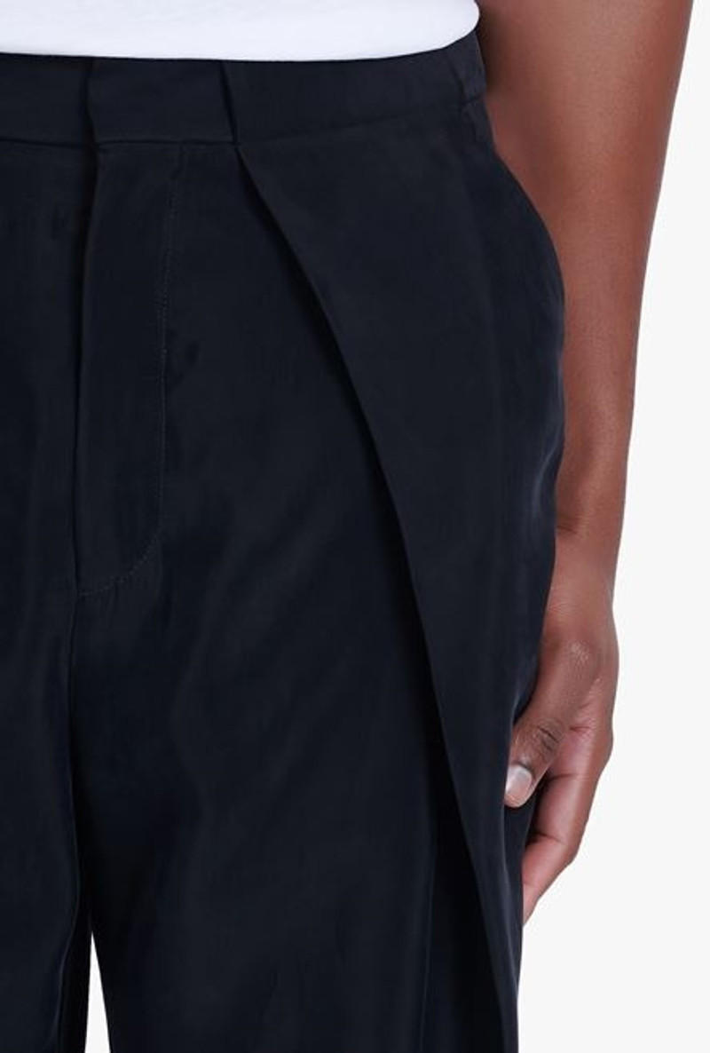 Black and white cuprammonium rayon pleated pants 6