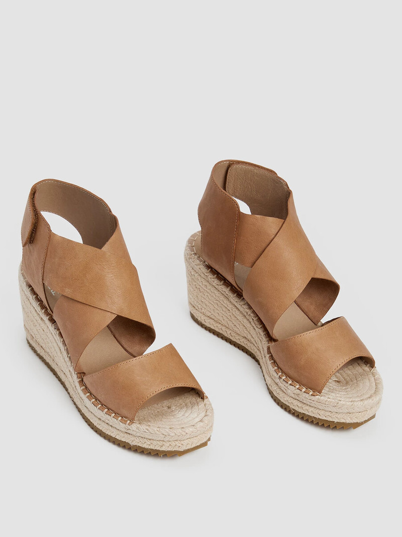 EILEEN FISHER Willow Tumbled Leather Wedge Espadrille outlook
