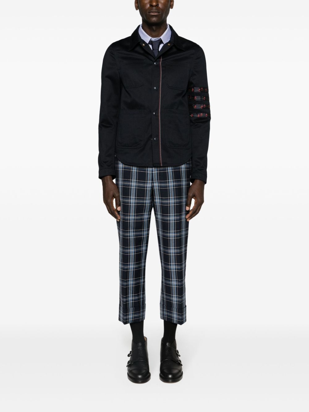 floral stripe-detailing shirt jacket - 2
