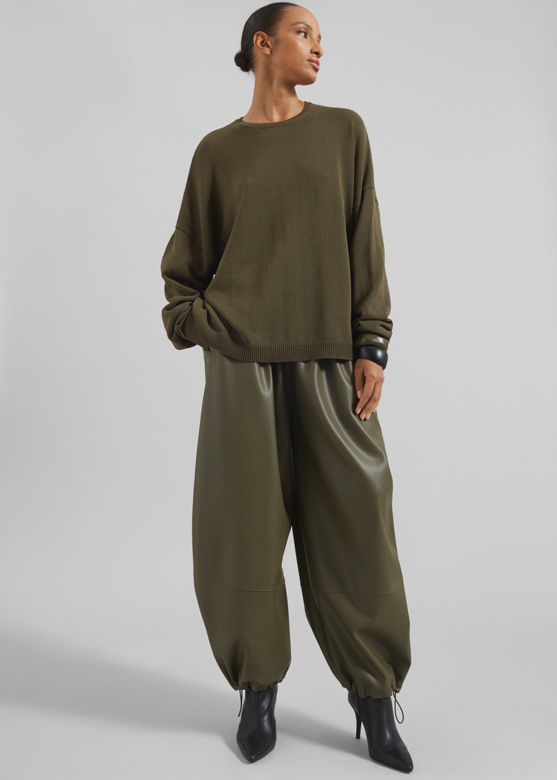Briar Faux Leather Balloon Pants - Khaki 6