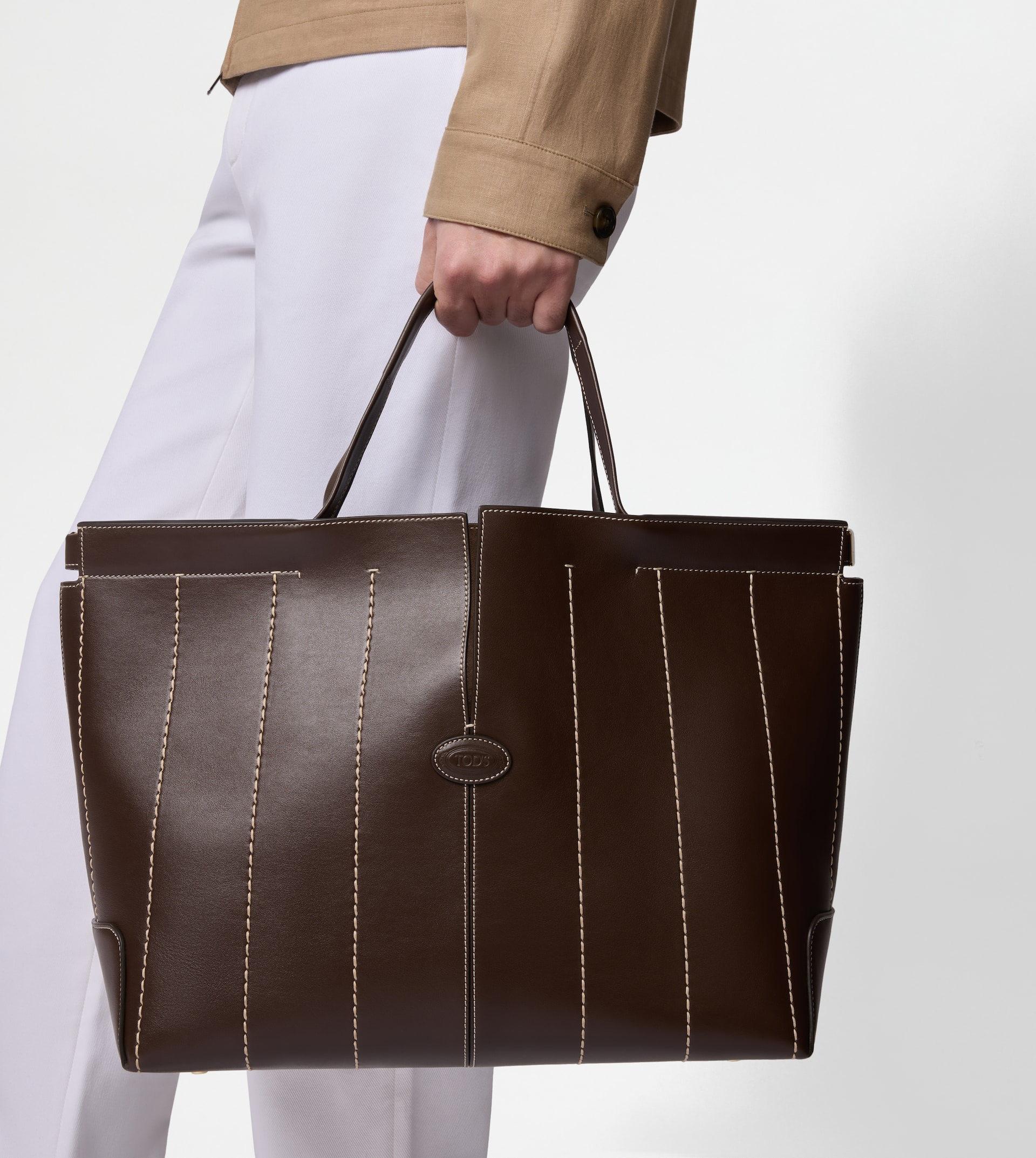 TOD'S DI BAG FOLIO IN LEATHER MEDIUM - BROWN - 9