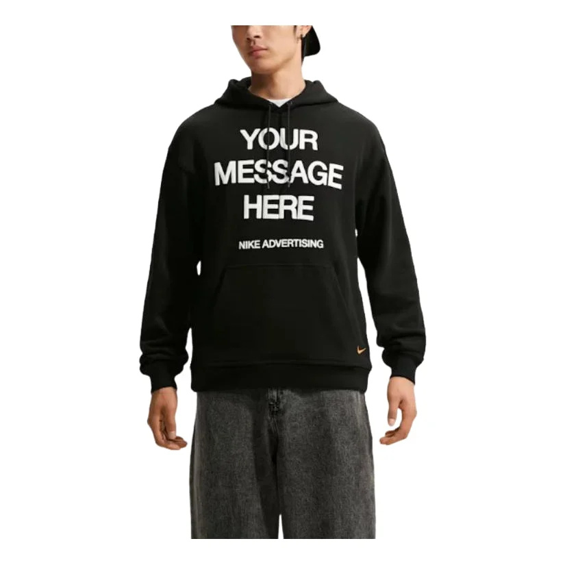 Nike Sportswear Fleece Hoodie 'Black White Safety Orange' IO1649-010 - 1