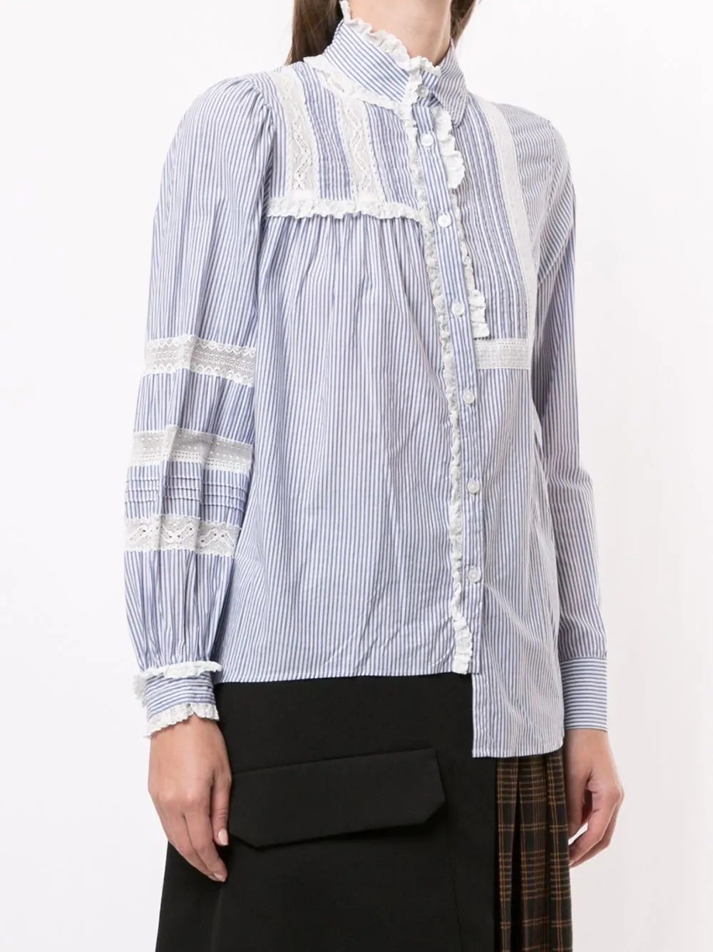 stripe-print asymmetric blouse  - 3