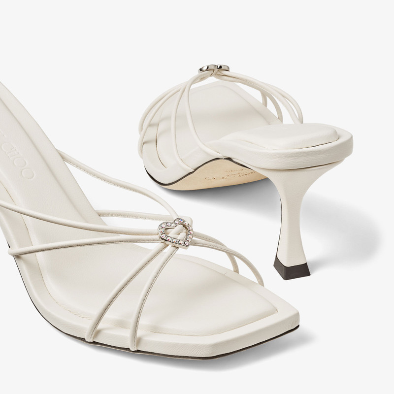 Indiya Mule 70 Latte Nappa Leather Mules with Crystal Hearts 5